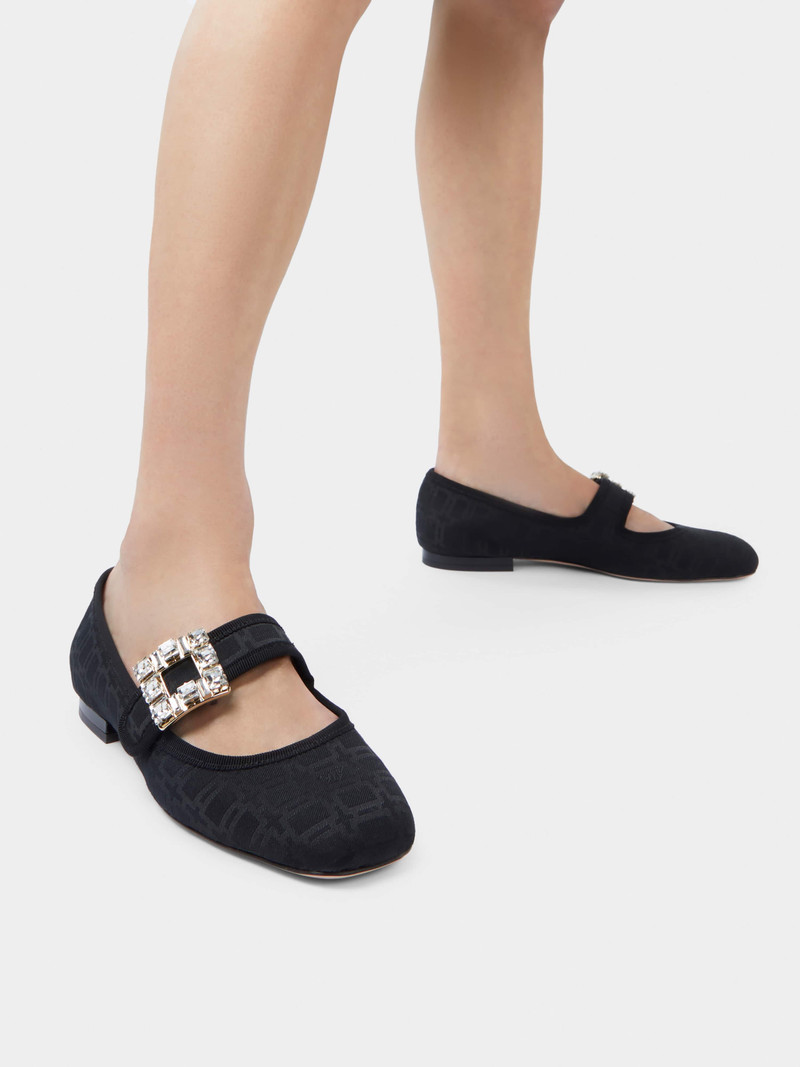 Roger Vivier Très Vivier Strass Buckle Babies Ballerinas in Fabric outlook
