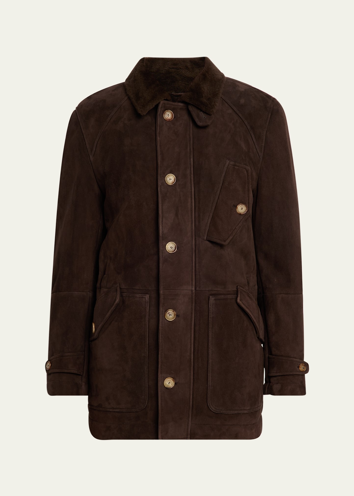 Men's Shearling Lined Button-Front Parka - 1