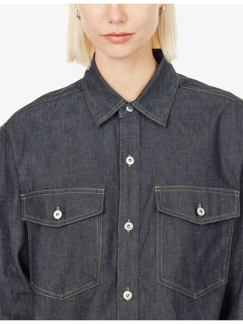 Patch-Pocket Oversized Denim Shirt 5