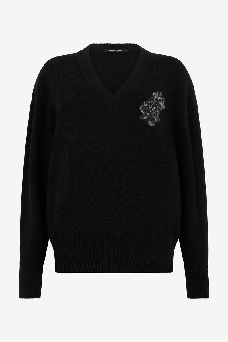 Black sweater with Monogram Mirror Snake 1