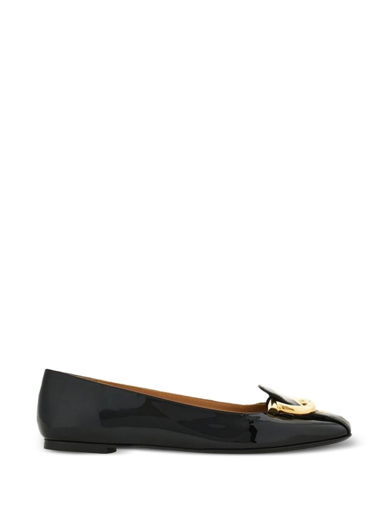 Gancini-buckle leather ballet flats 1