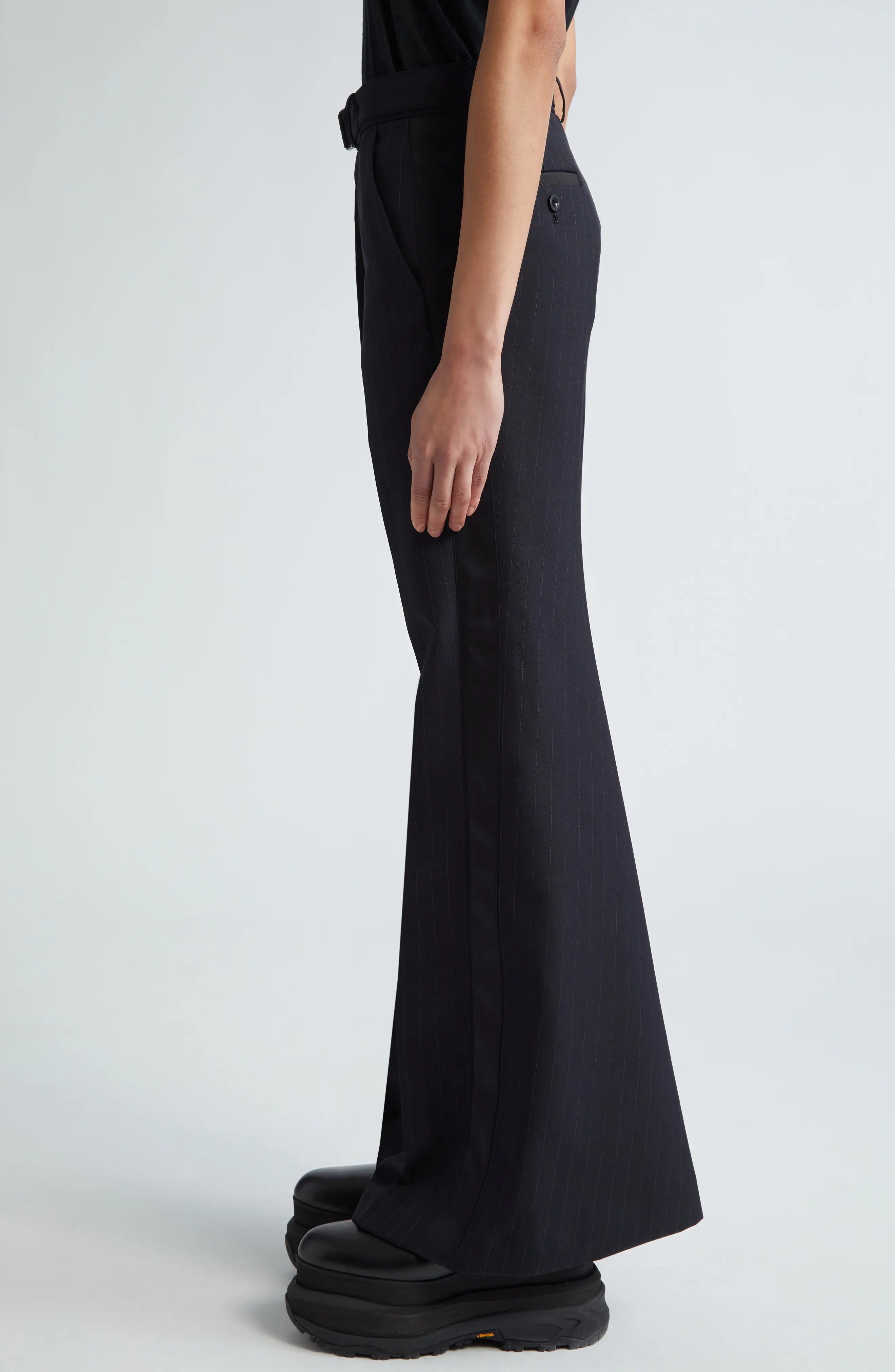 Pinstripe Flare Tuxedo Pants - 4