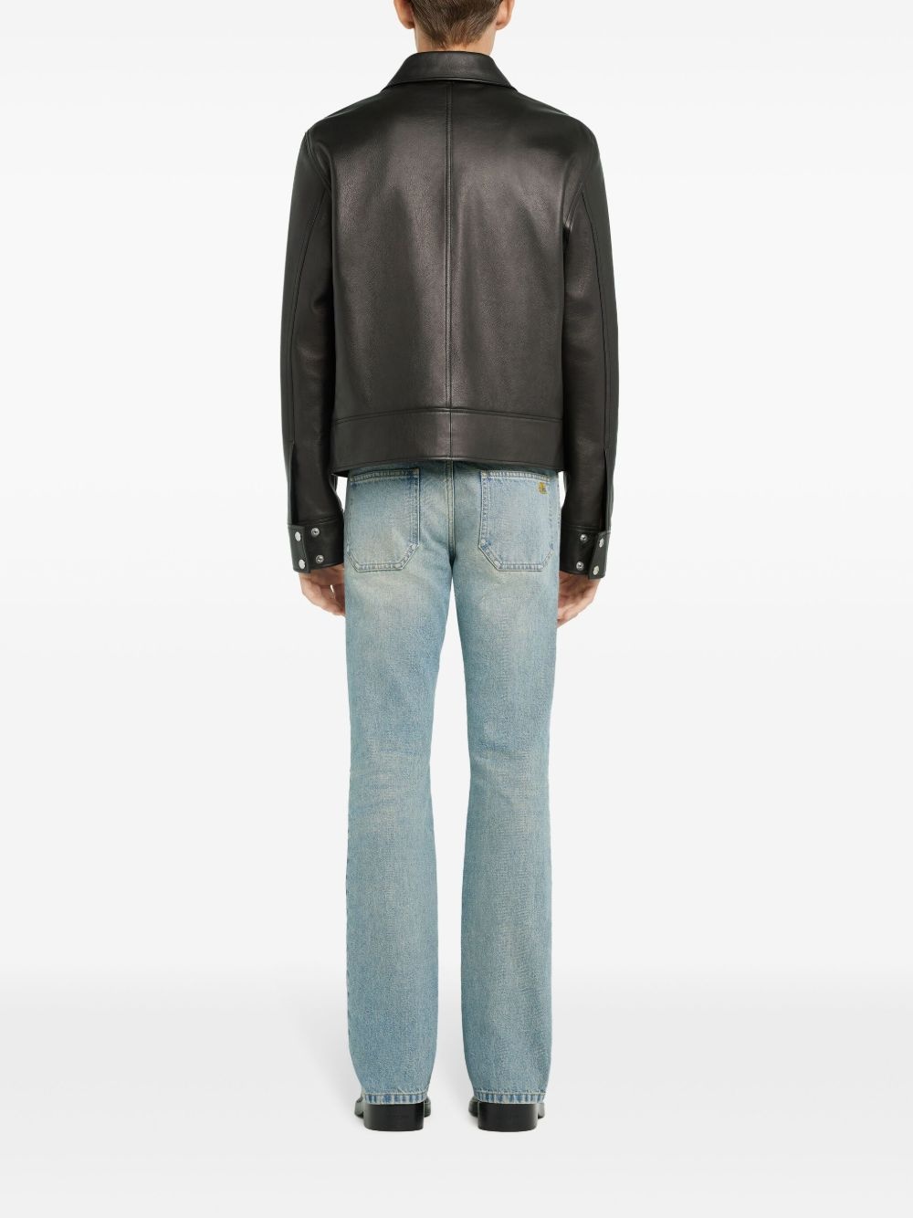 zip-up leather jacket - 4