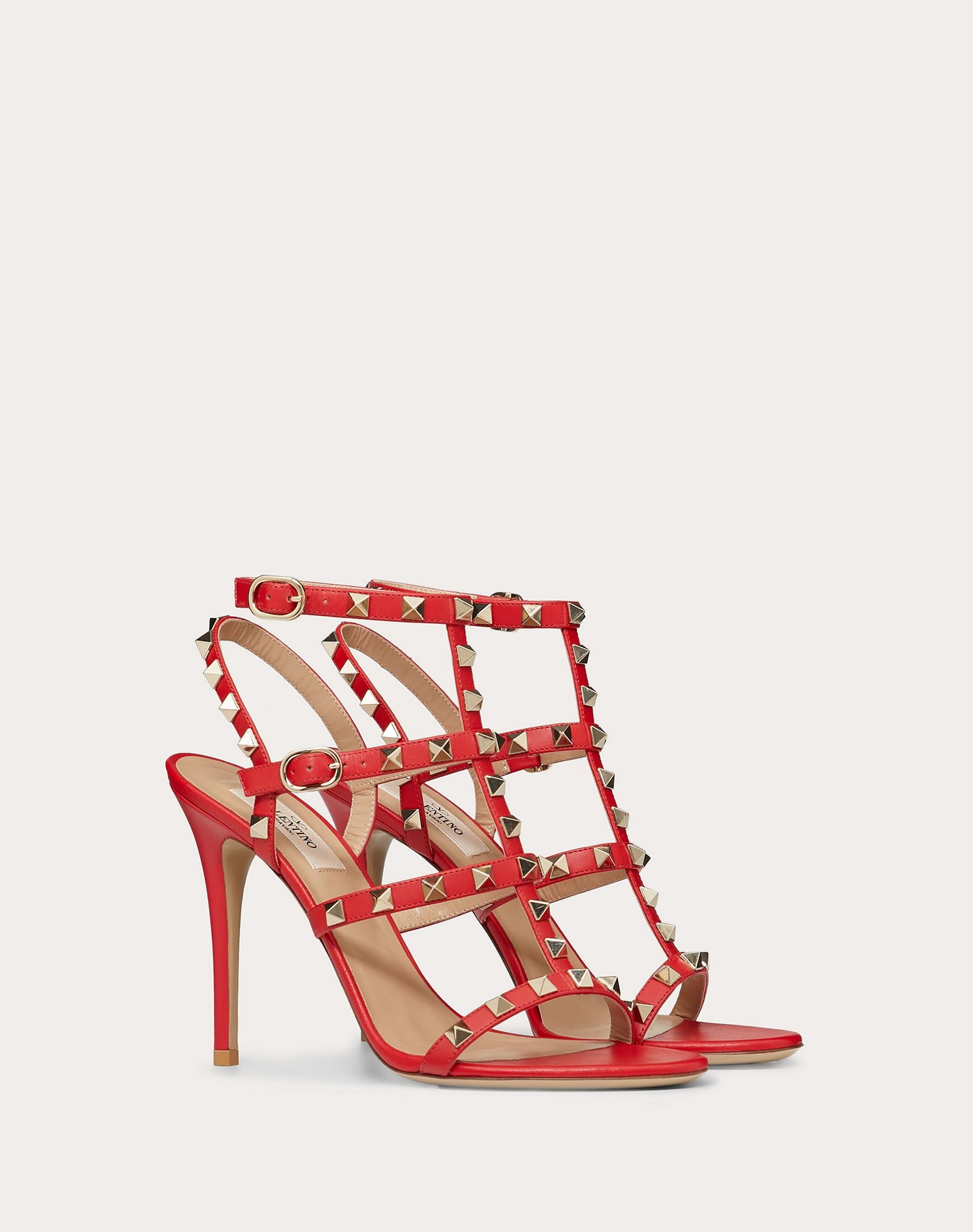 Rockstud Calfskin Ankle Strap Sandal 100 mm - 2