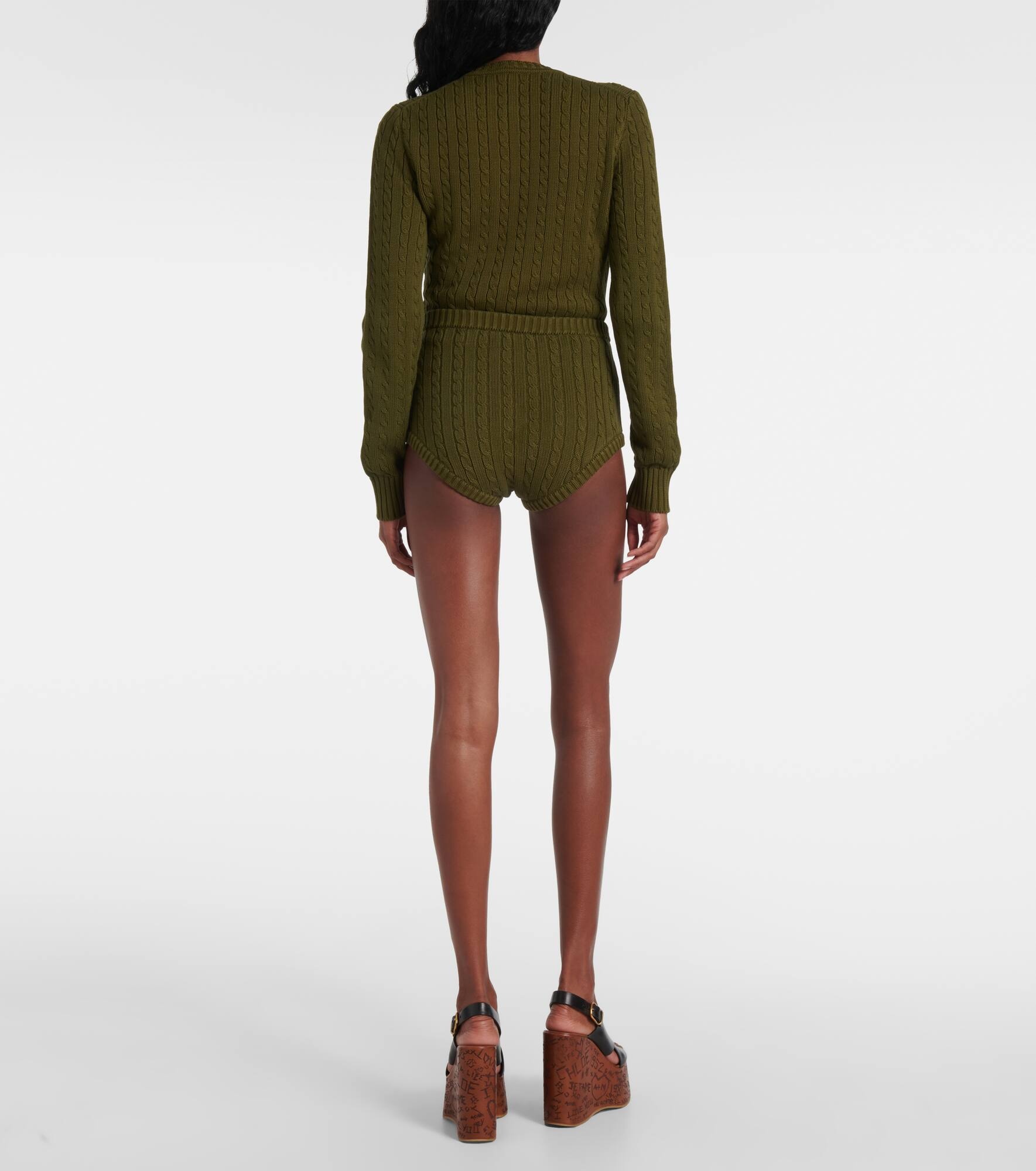 Cable-knit cotton-blend shorts - 3