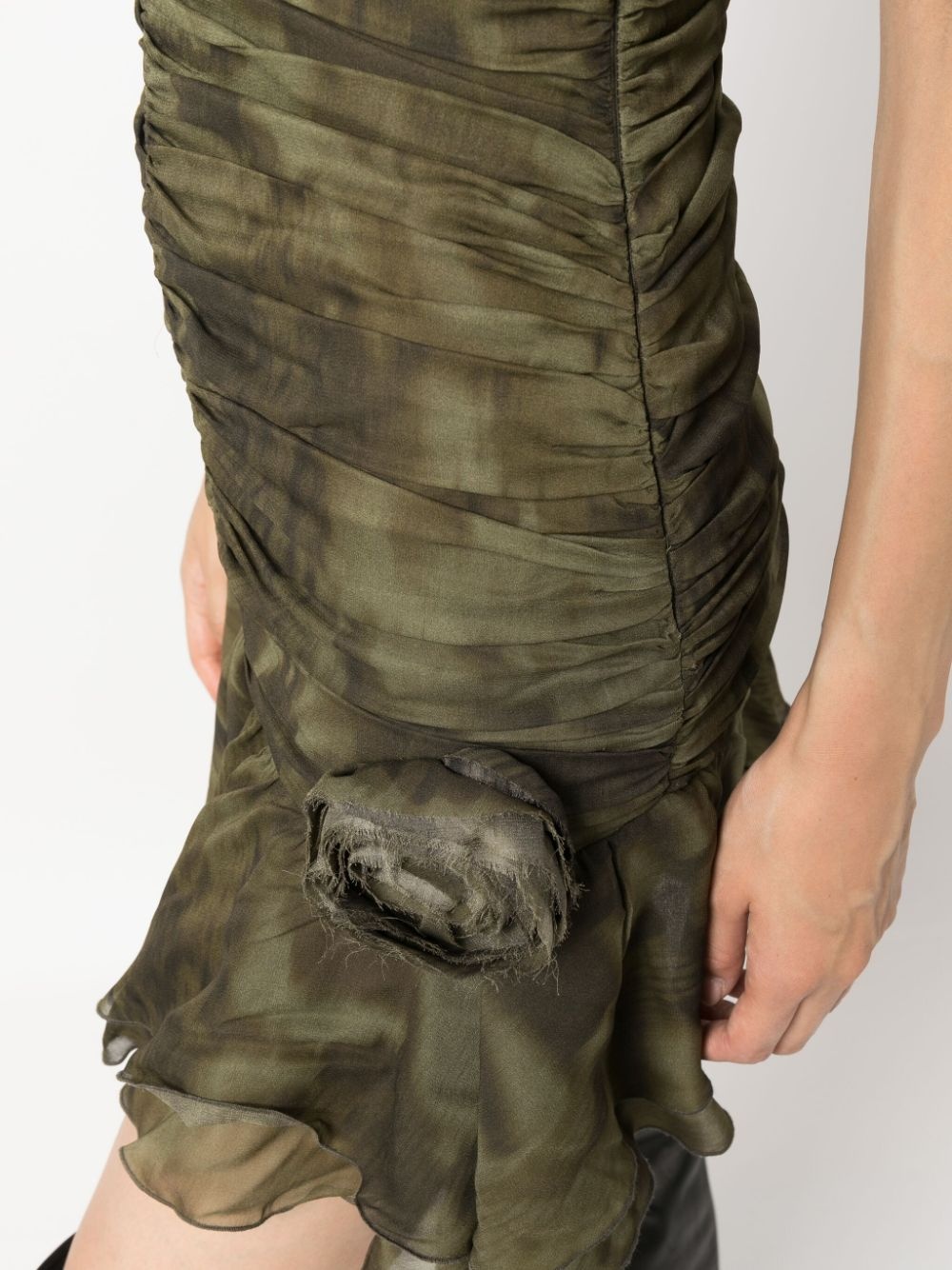 draped V-neck tie-dye minidress - 5