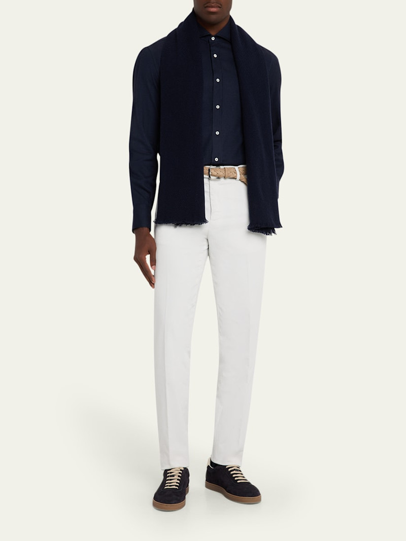 Brunello Cucinelli Men's Cashmere Contrast-Trim Scarf outlook