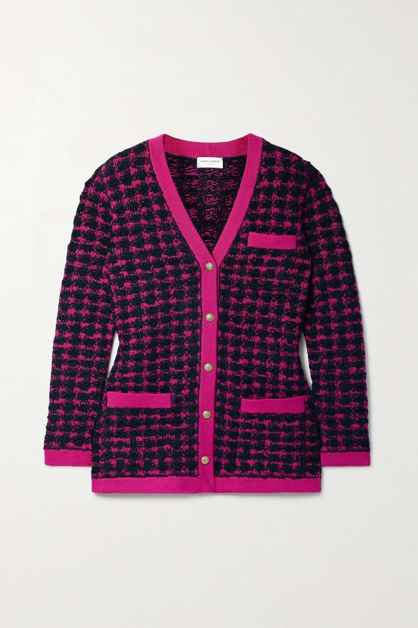 Houndstooth wool-blend cardigan - 1