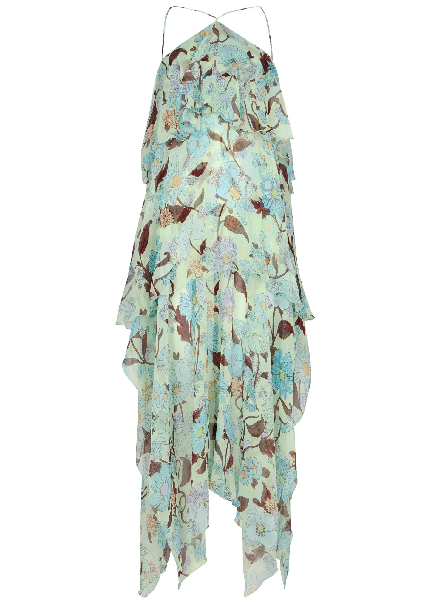 Floral-print tiered silk maxi dress - 1