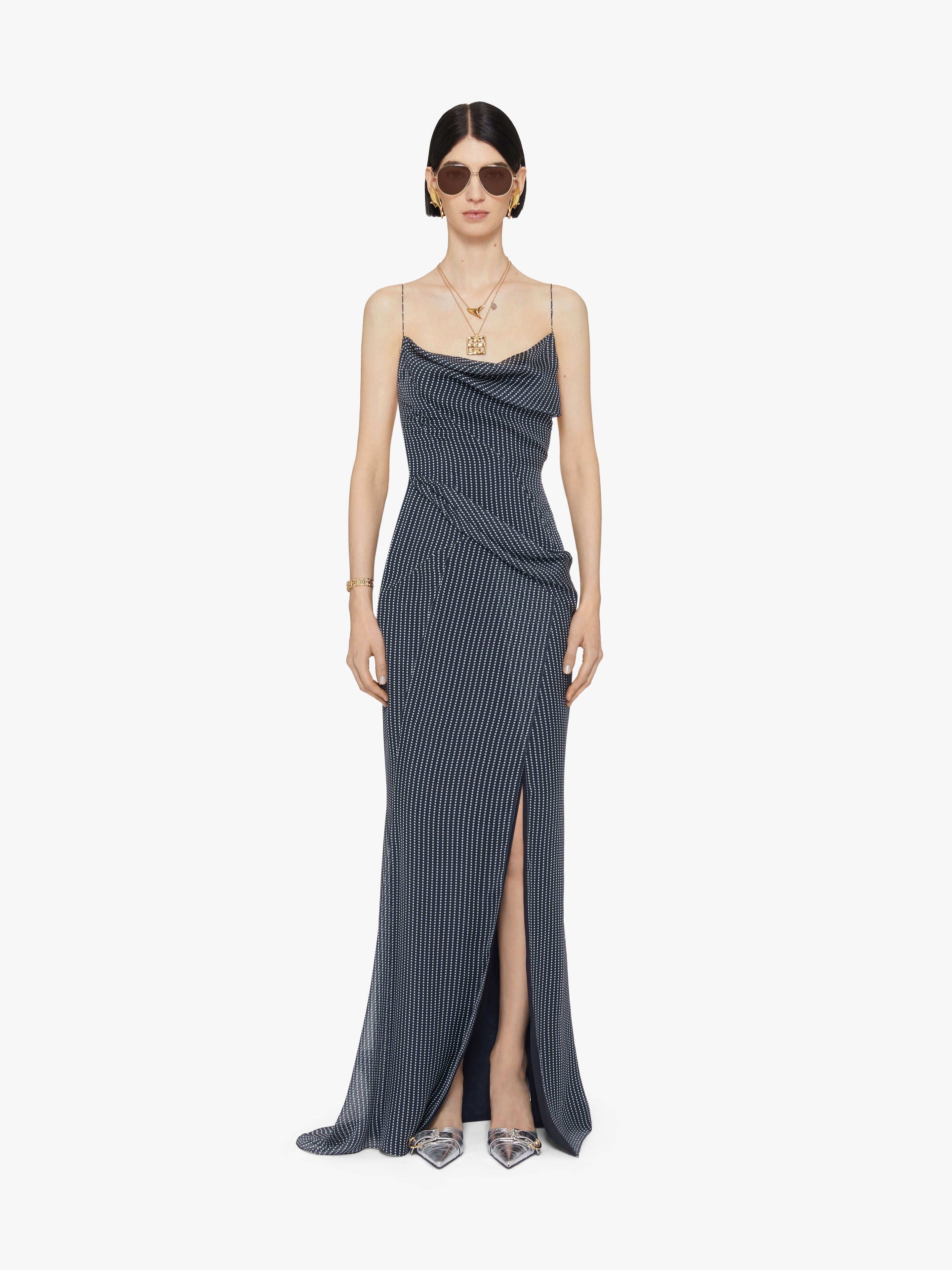 DRAPED POLKA DOTS DRESS IN SILK CHIFFON - 2