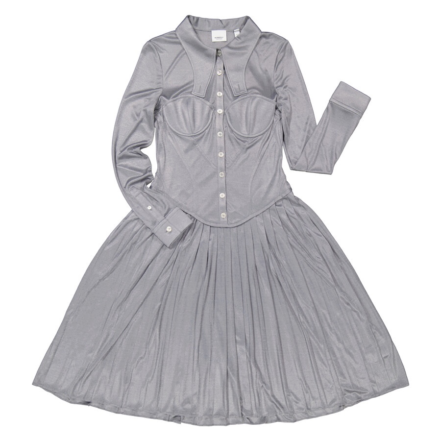Burberry Grey Melange Marcella Pleated Jersey Corset Dress - 2