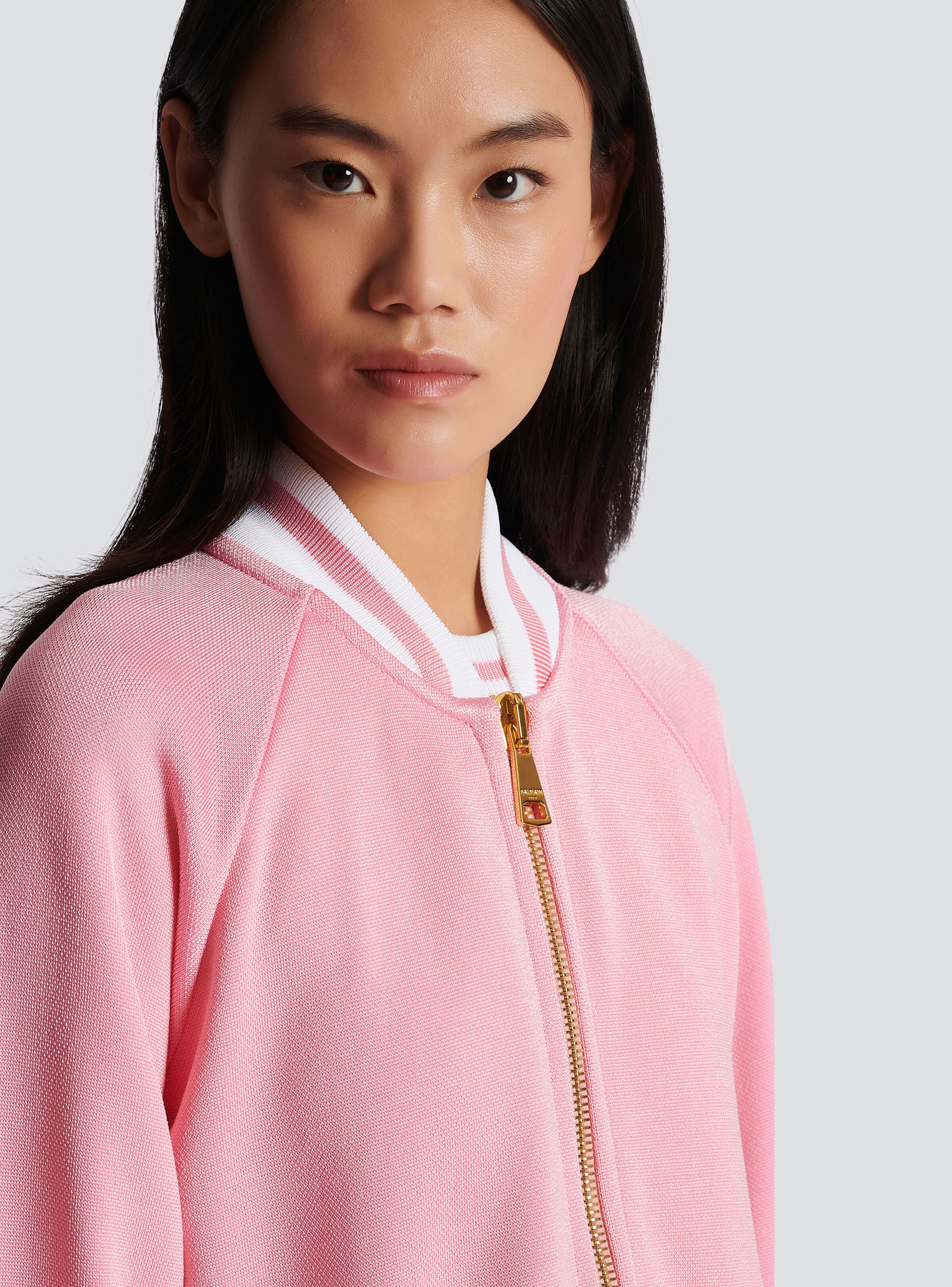Cropped knitted varsity jacket with striped details - 10