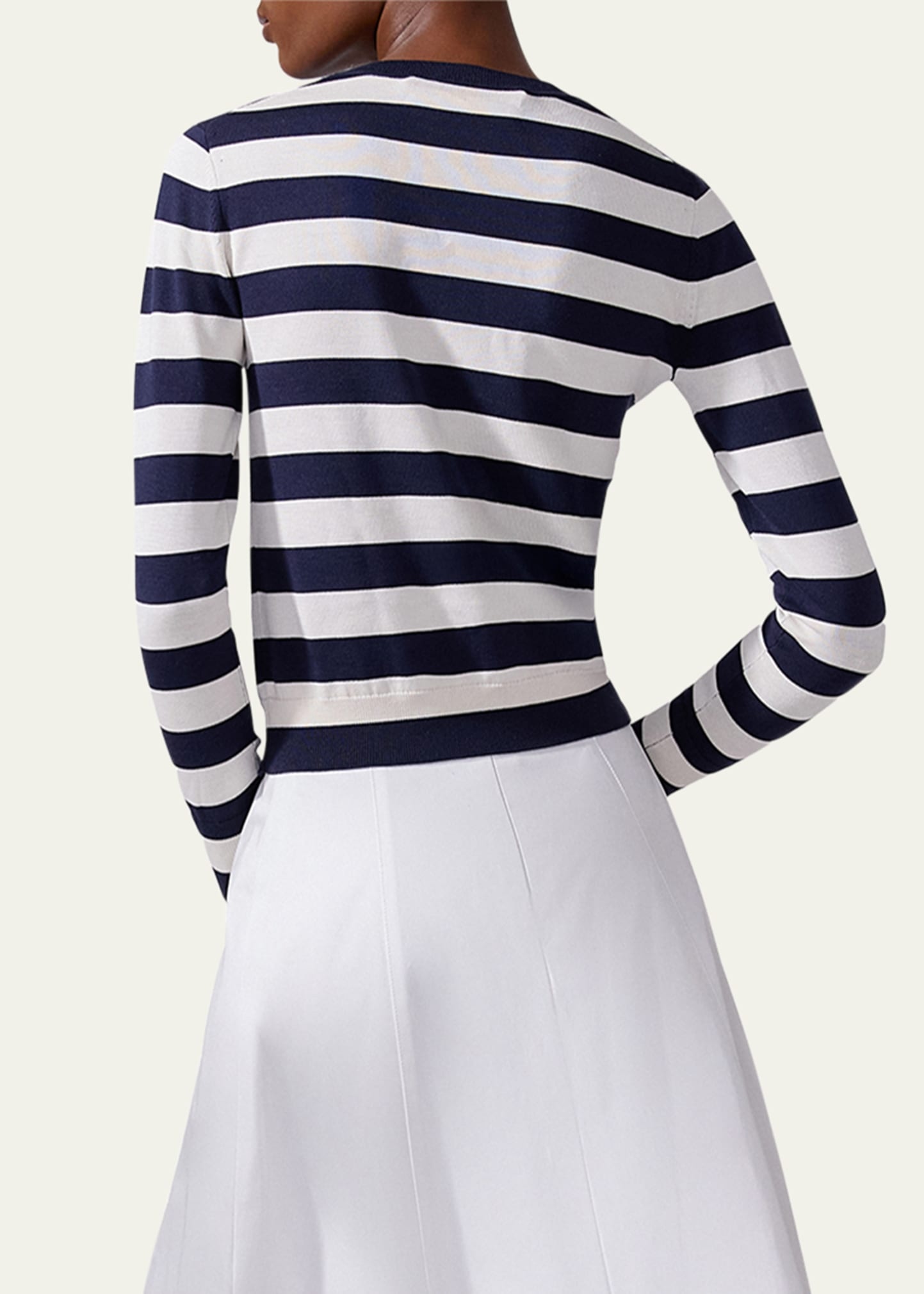 Stripe Floral Applique Sweater - 3
