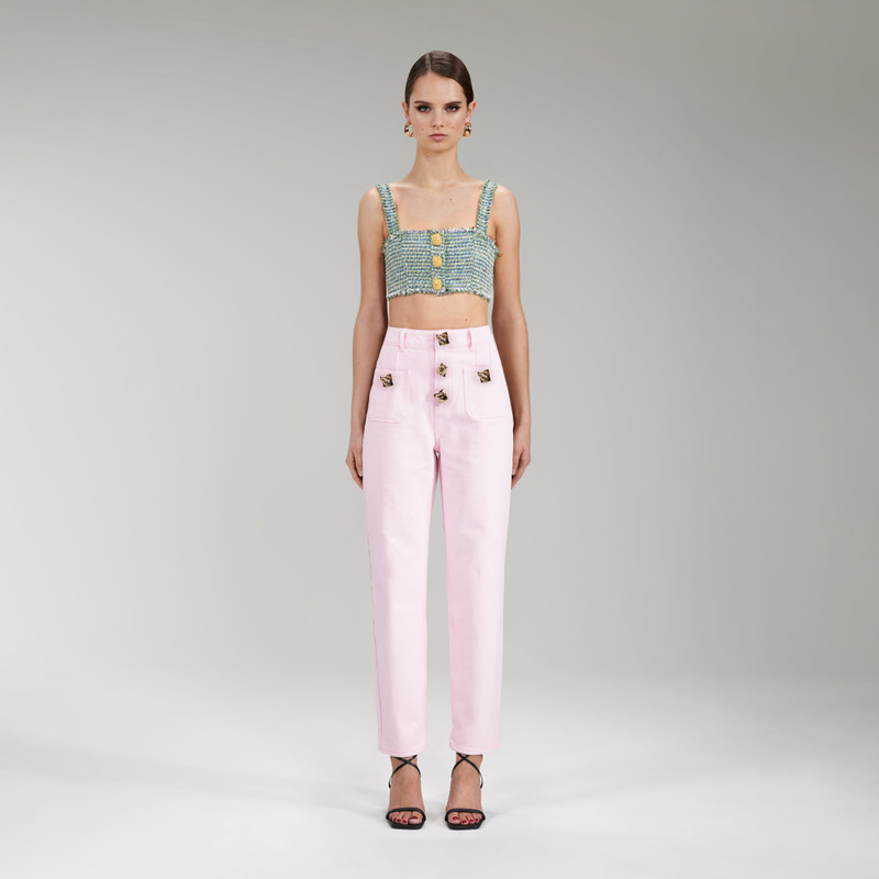 Light Pink Denim Straight Leg Jeans 28" 1