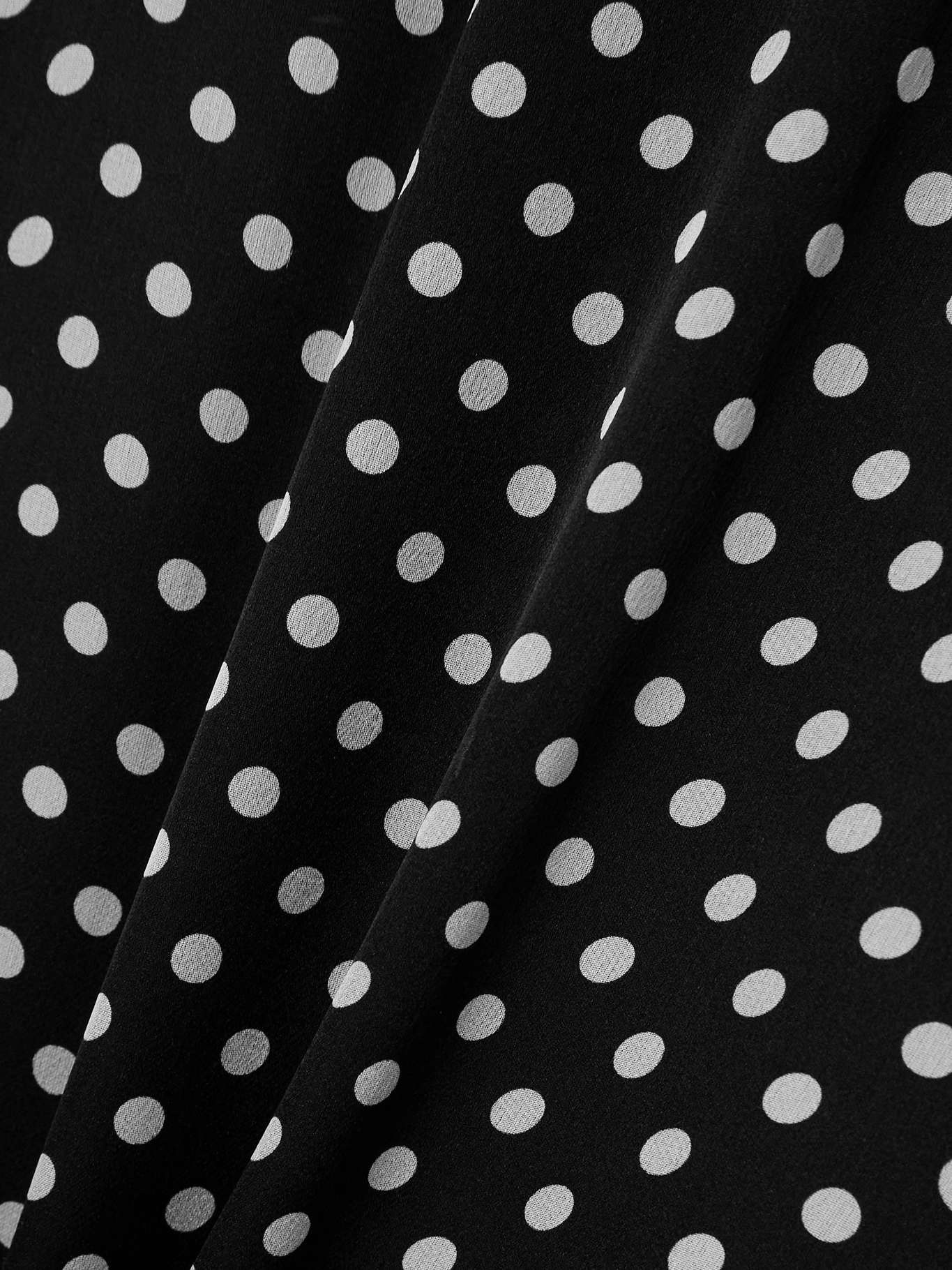 Draped polka-dot silk-chiffon midi skirt - 4