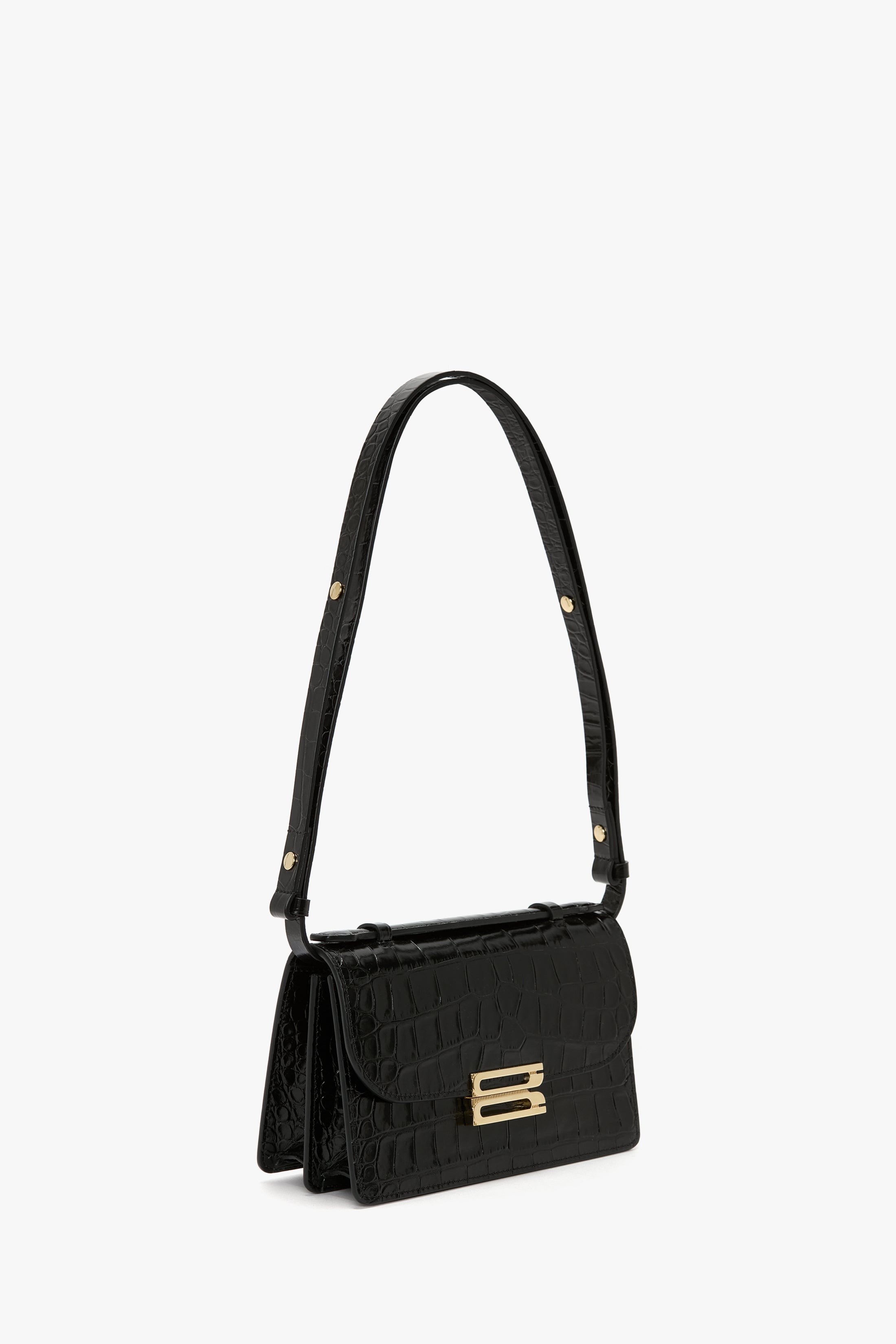Mini Dorian Bag In Black Croc Embossed Leather - 2