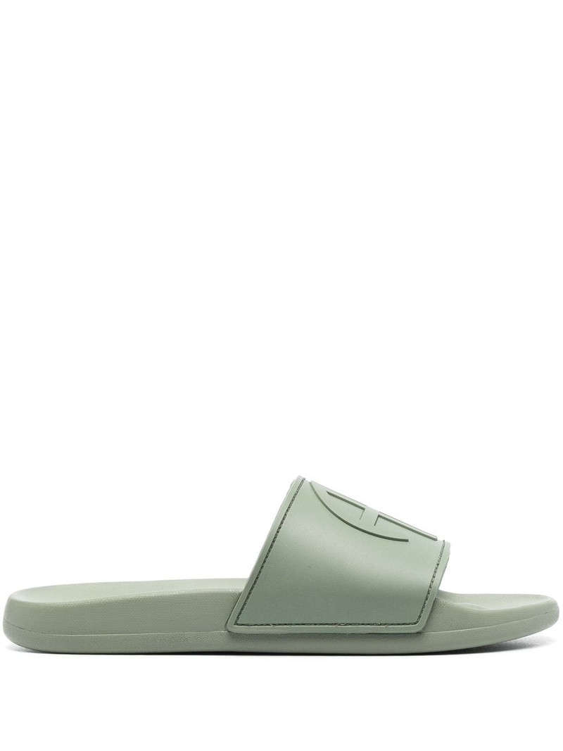 logo-embossed faux-leather slides 1