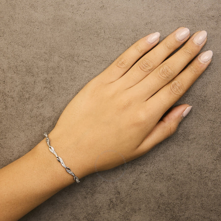 Haus Of Brilliance - Haus of Brilliance 10k White Gold Diamond Accent Spiral Link Bracelet (H-I Color, I3 Clarity) - 7.5" - 4