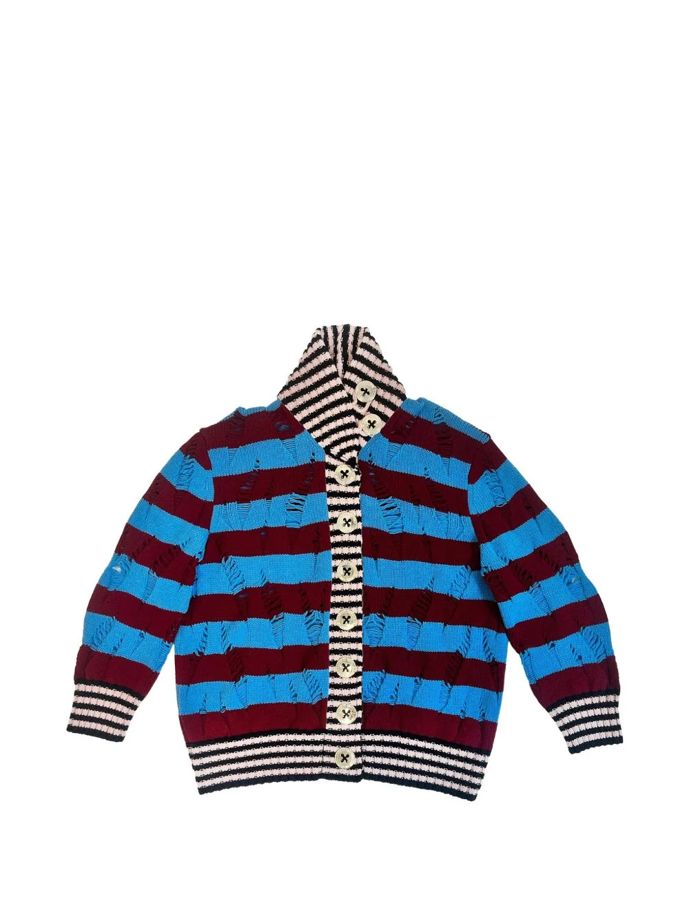 Letterman distressed-effect striped cardigan - 1
