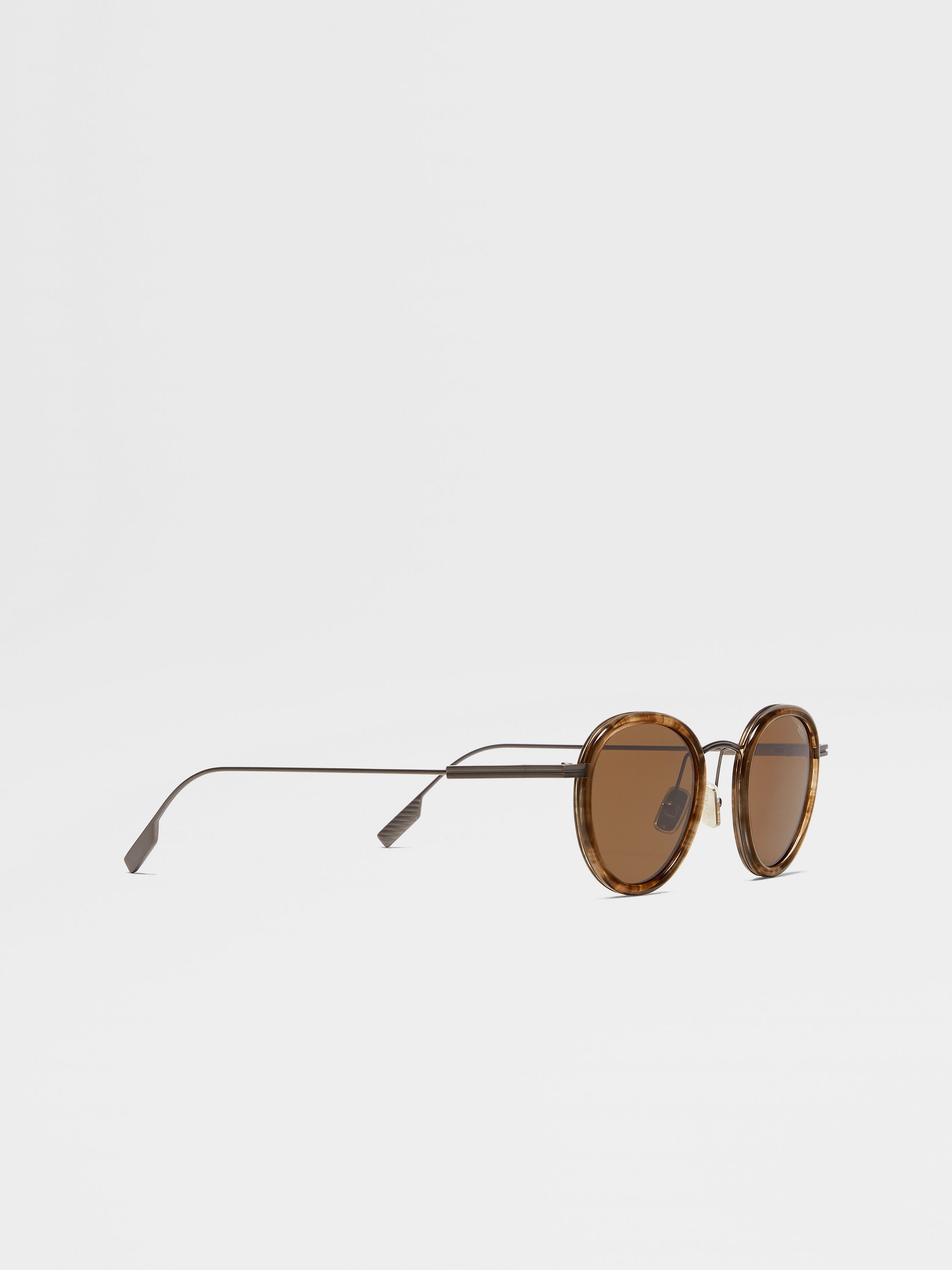 STRIPED HAVANA TITANIUM AND ACETATE SUNGLASSES - 3