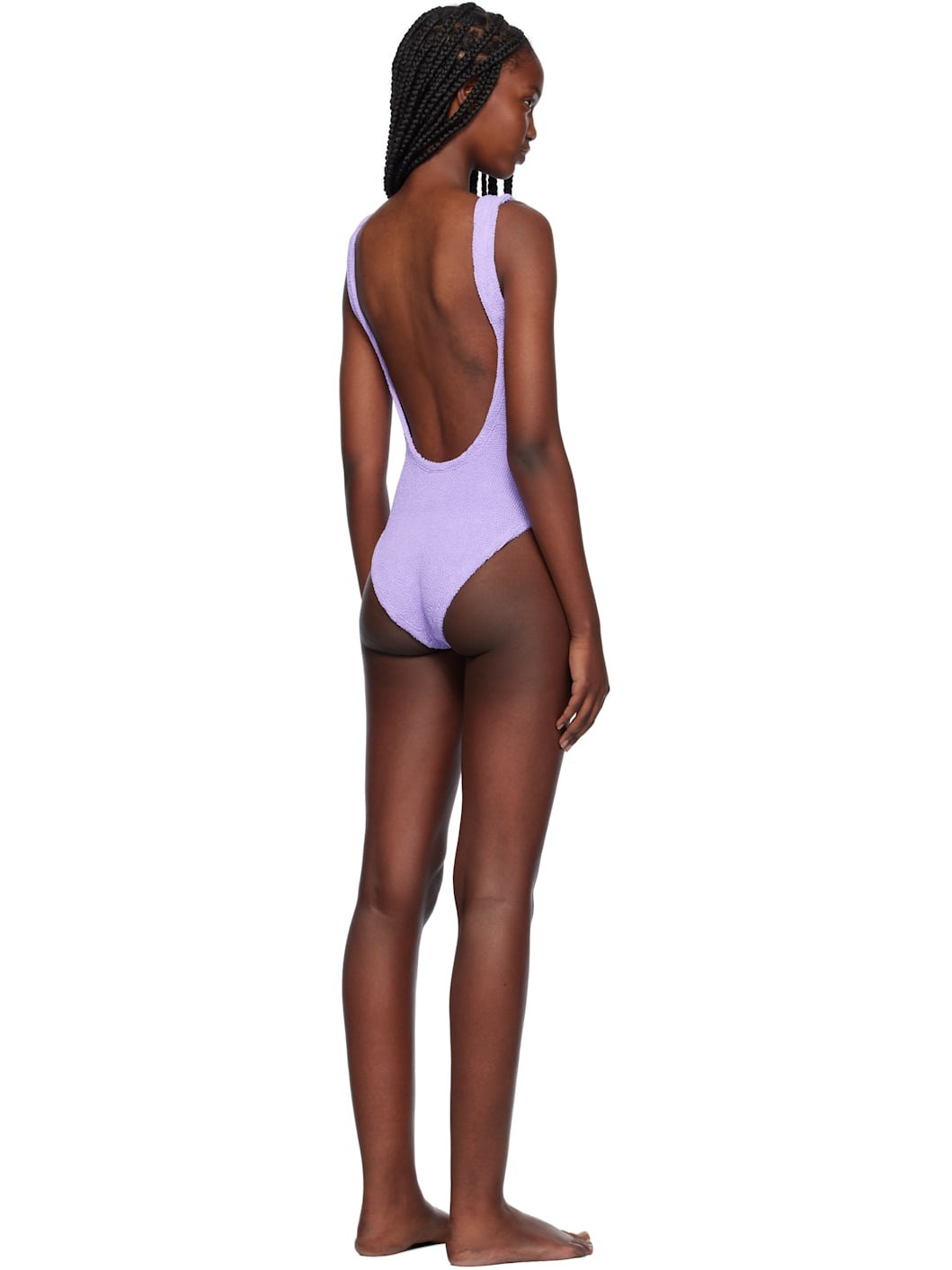 Purple Square Neck Swimsuit - 3