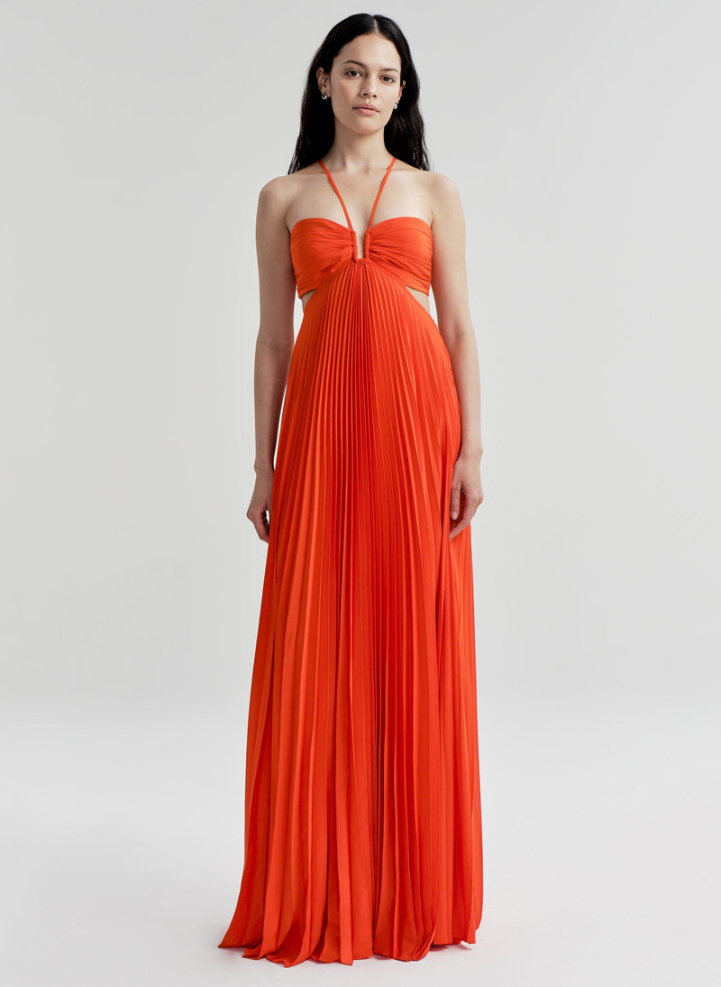 A.L.C. Moira Satin Pleated Maxi Dress outlook