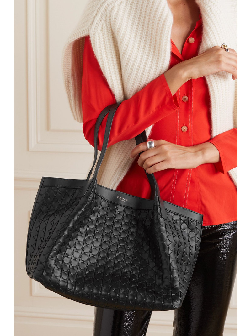 Serapian Secret small woven leather tote Black outlook