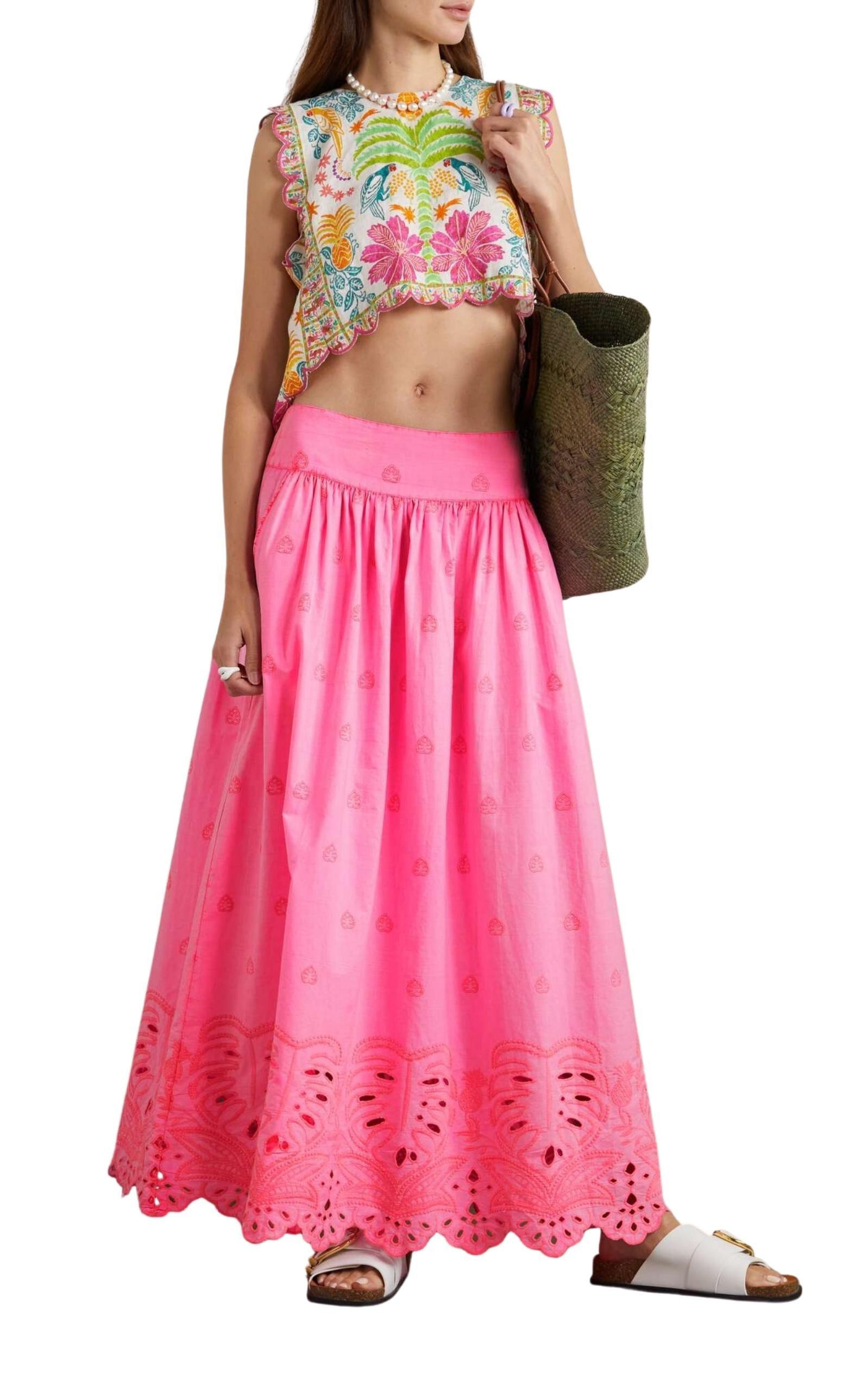 Scalloped Broderie Anglaise Cotton-poplin Maxi Skirt - 3