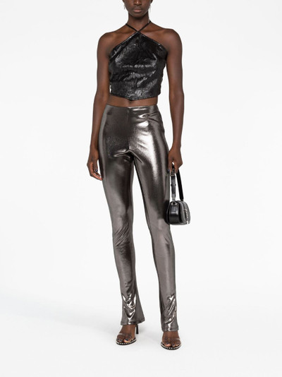 Blumarine laminated-finish high-waisted trousers outlook