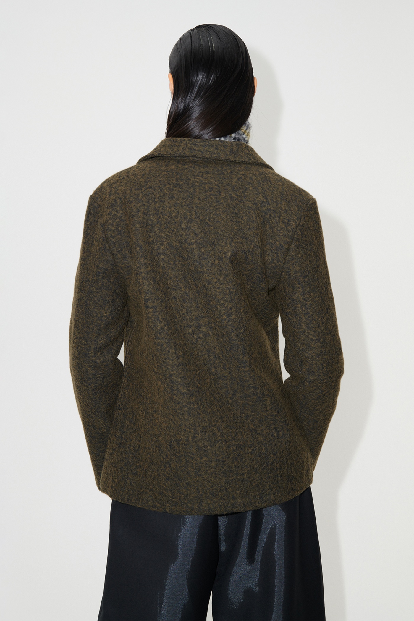 Sanctuary Shirt Black/Moss Fuzz Wool - 6