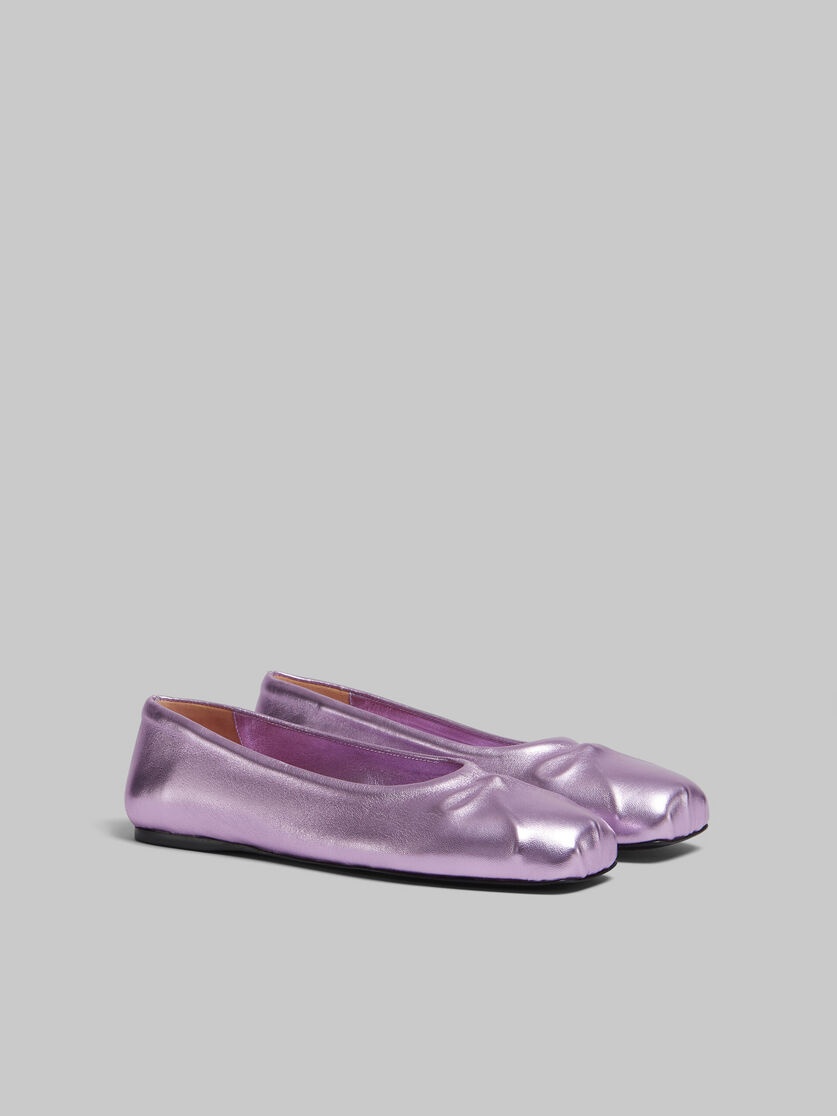 PINK NAPPA LEATHER SEAMLESS LITTLE BOW BALLET FLAT - 2