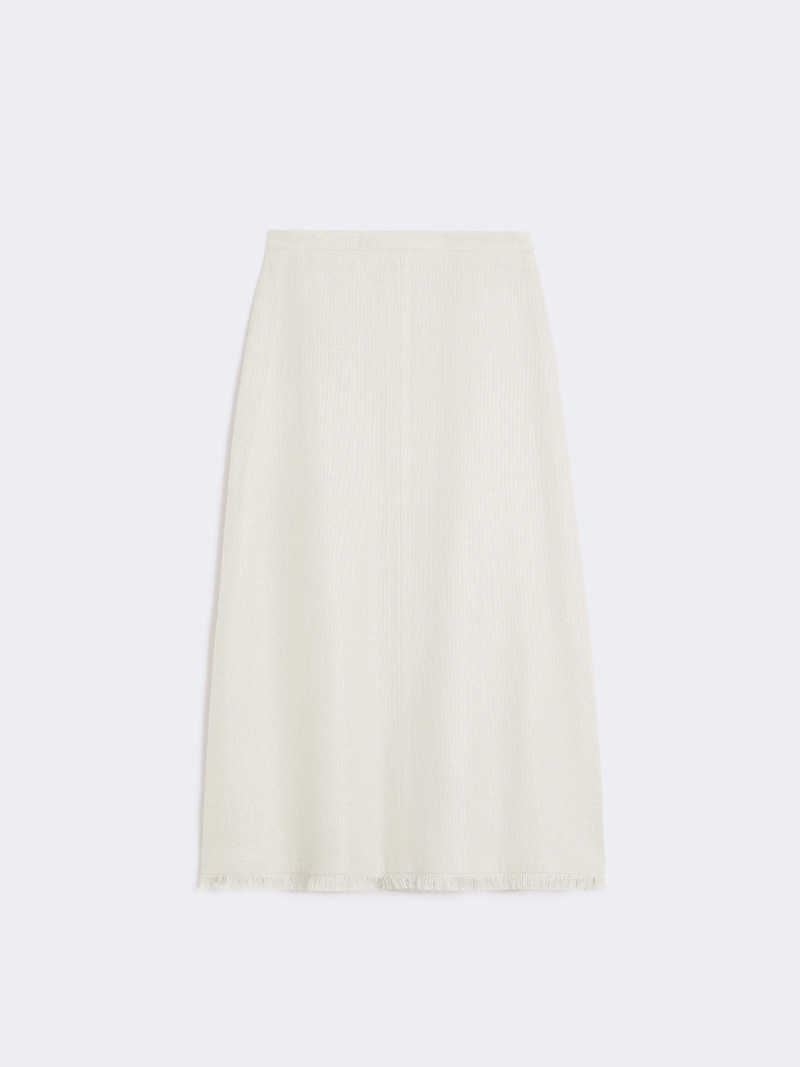 FIOCCHI Cotton and linen basketweave skirt - IVORY 1