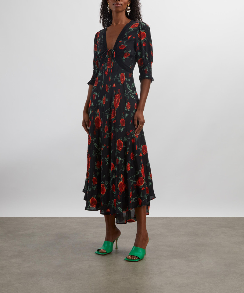 RIXO Amina Claudia Rose Midi Dress outlook