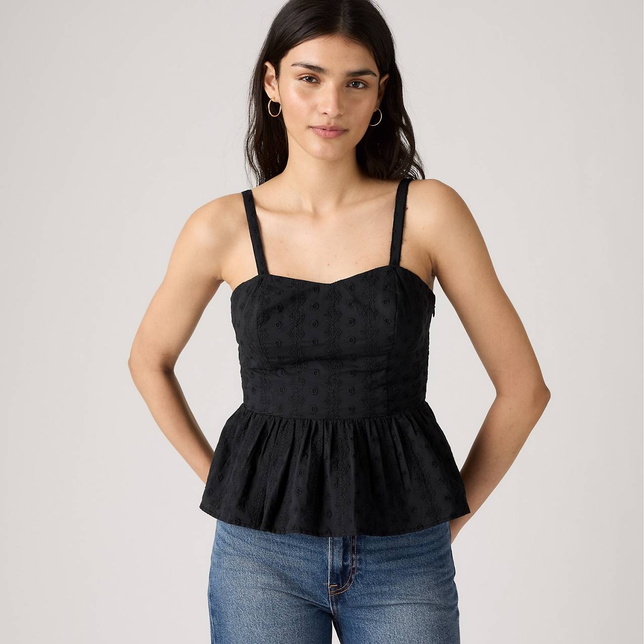 LULA EYELET PEPLUM TANK TOP - 2