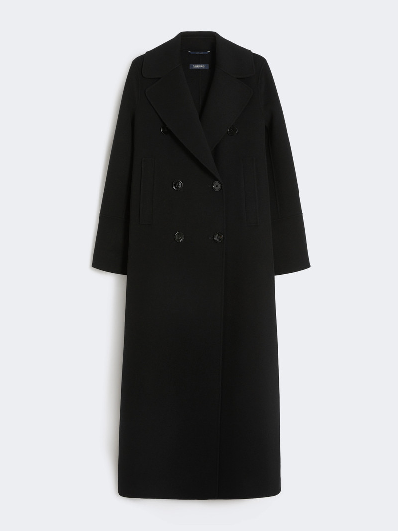 CUSTODI Long wool coat with half-belt detail - BLACK 1