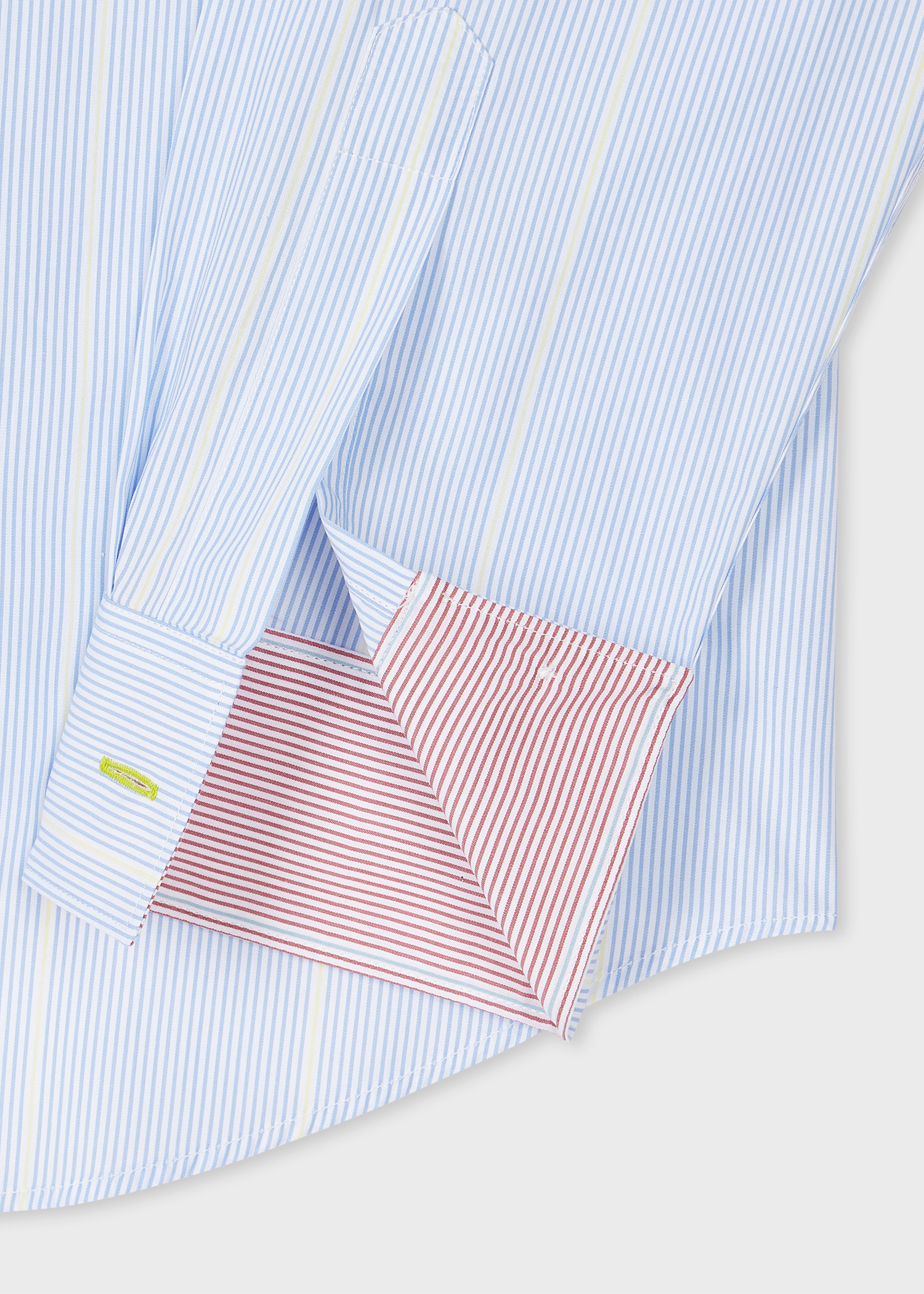 Light Blue Cotton Poplin Stripe Shirt - 2
