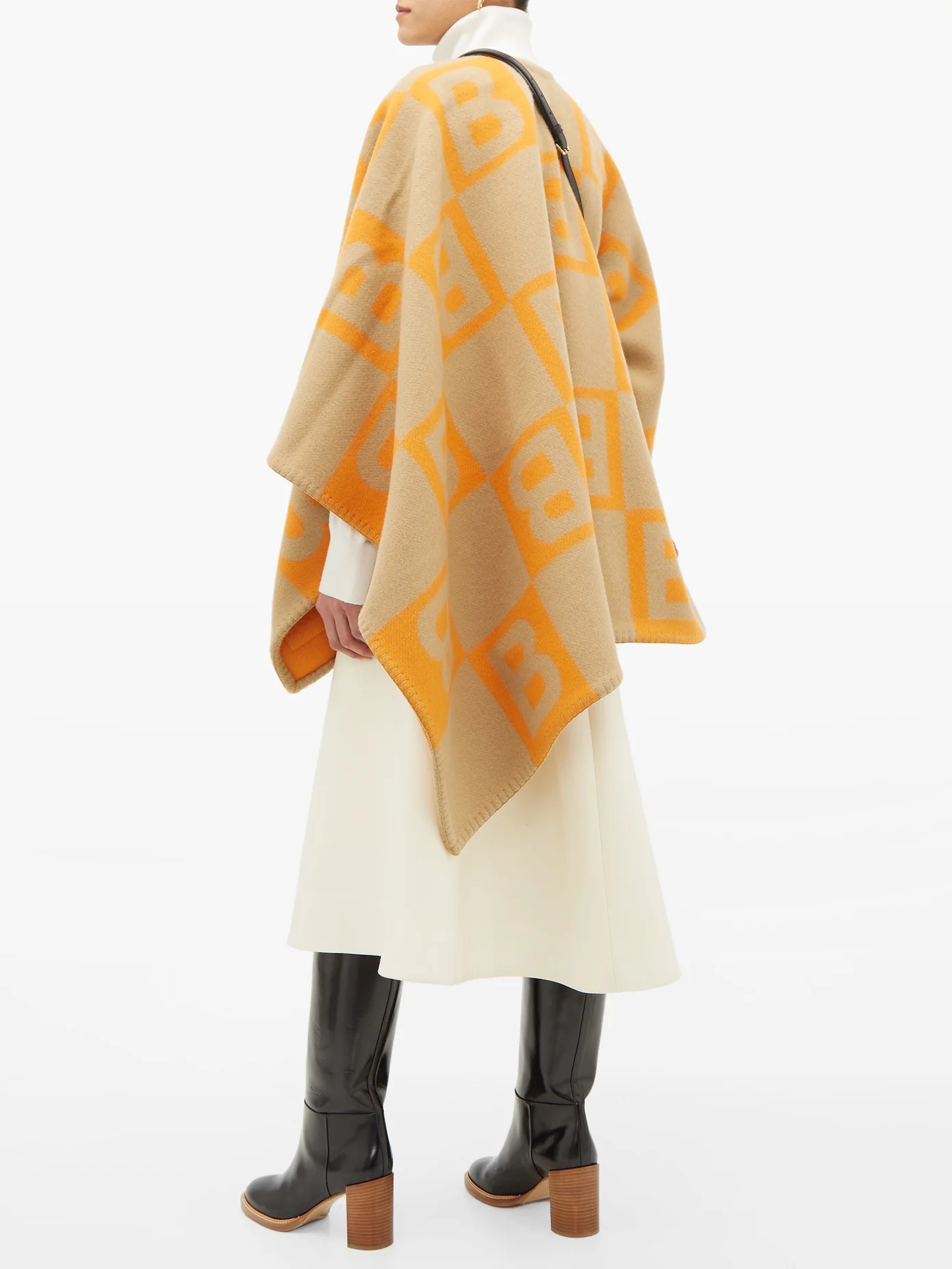 B-jacquard merino wool-blend cape - 5