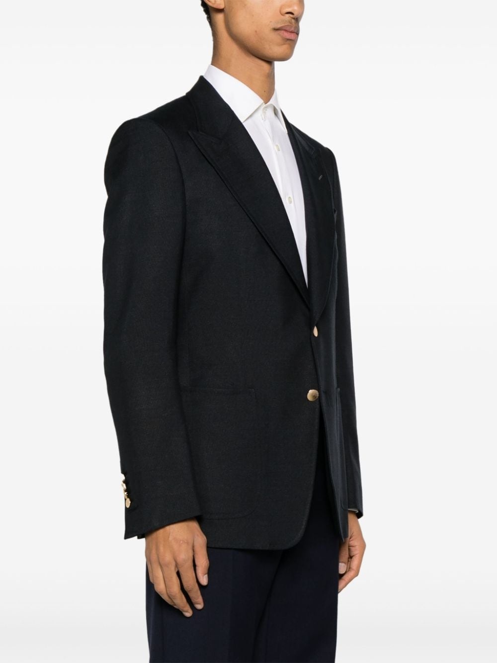 twill-weave single-breasted blazer - 3