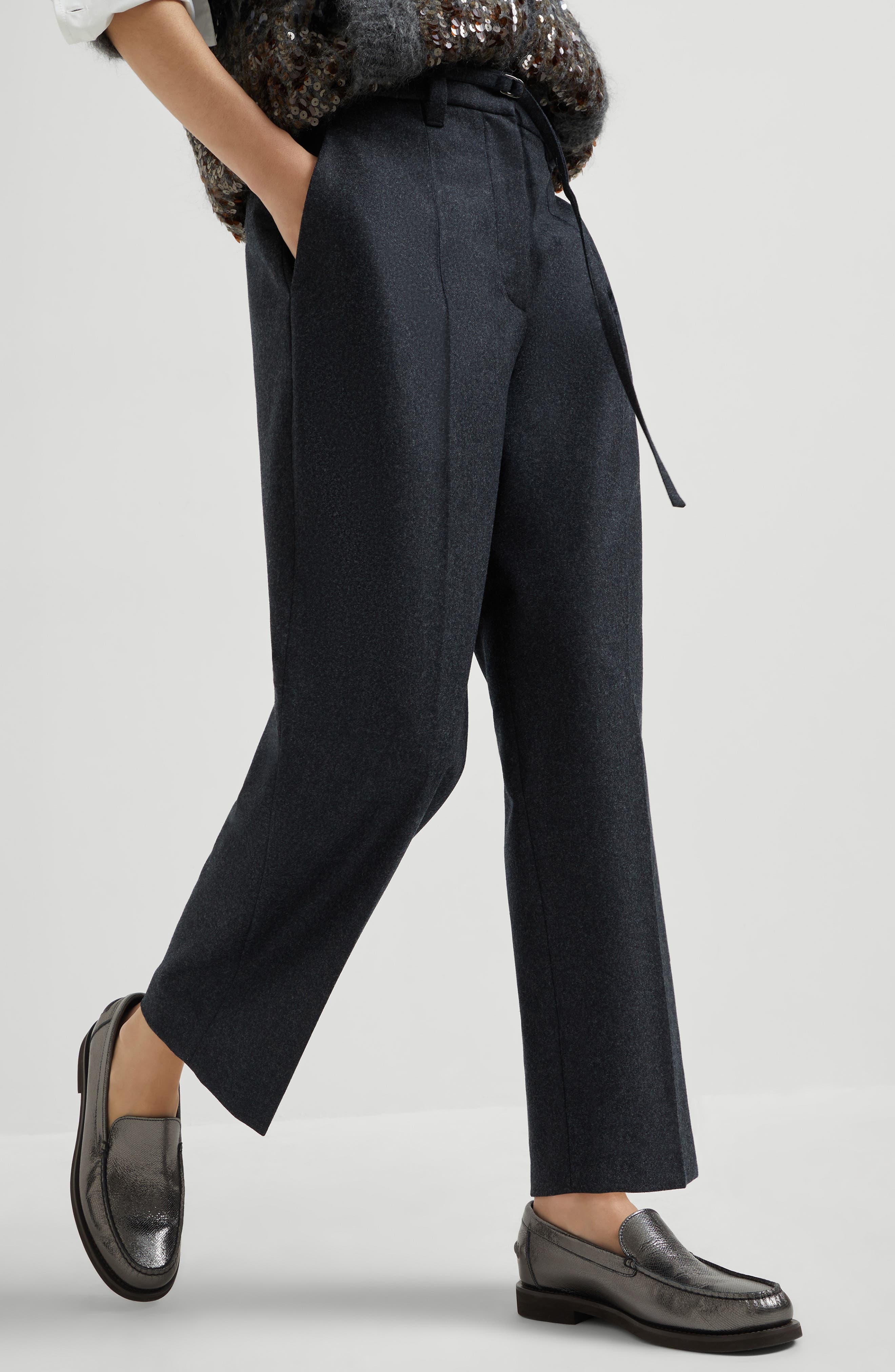 Brunello Cucinelli Straight Crop trousers in Lignite Grey at Nordstrom - 5