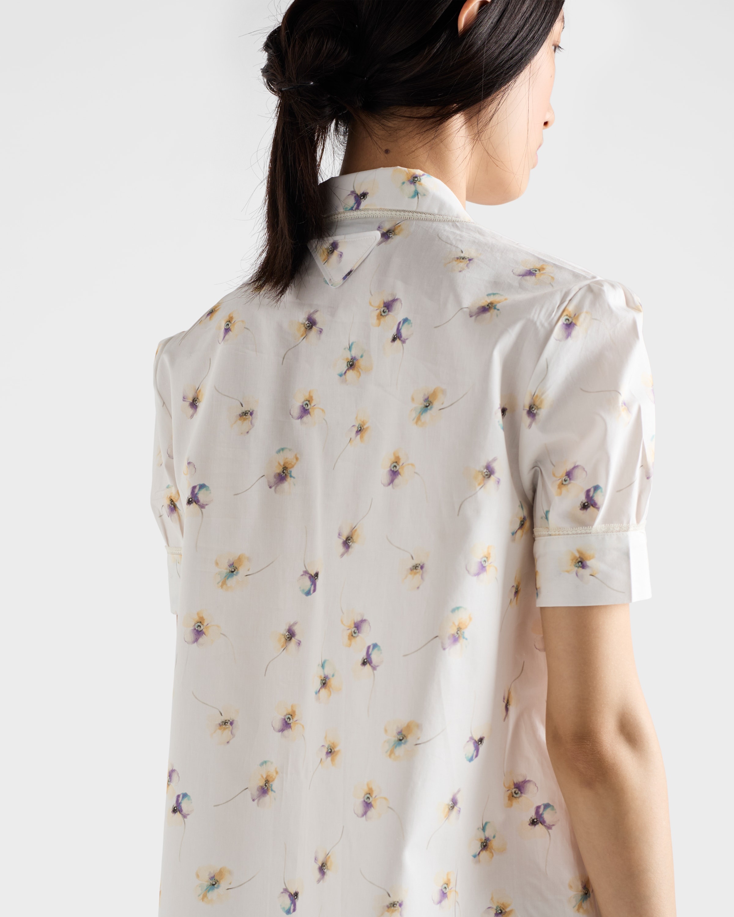 Floral print poplin mini-dress - 4