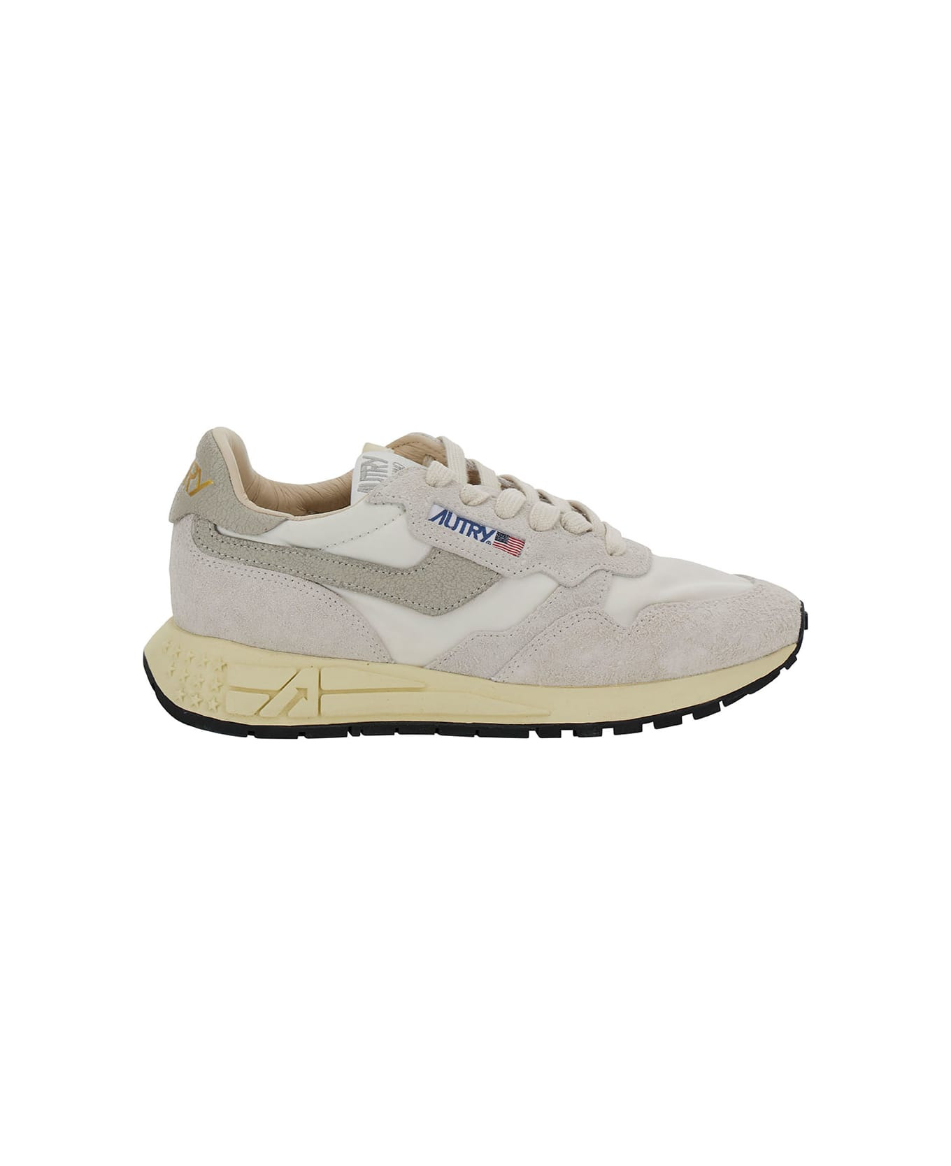 'reelwind' Grey Low Top Sneakers With Logo Patch In Leather And Suede Woman - 4