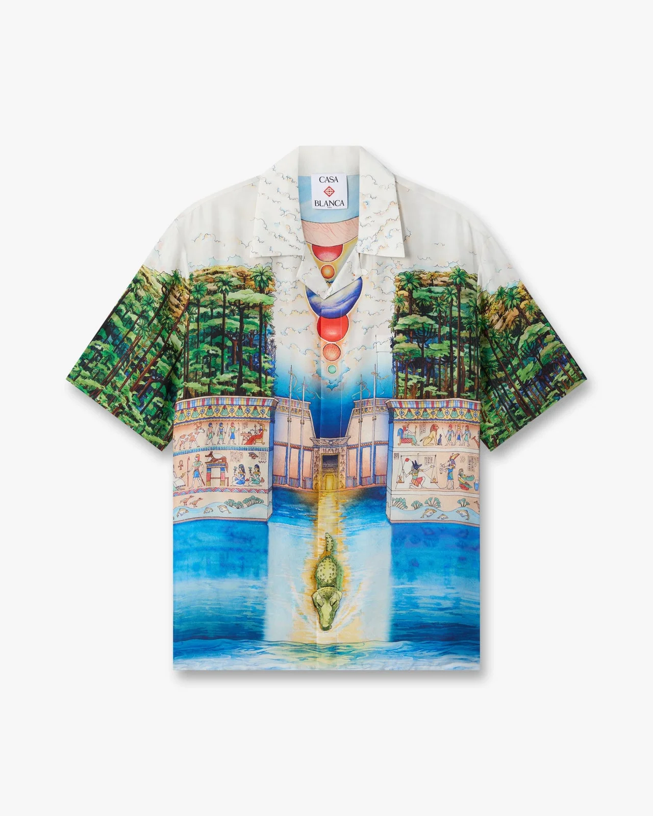 Multicolour Trompe L'Oeil Short Sleeve Silk Shirt - 1