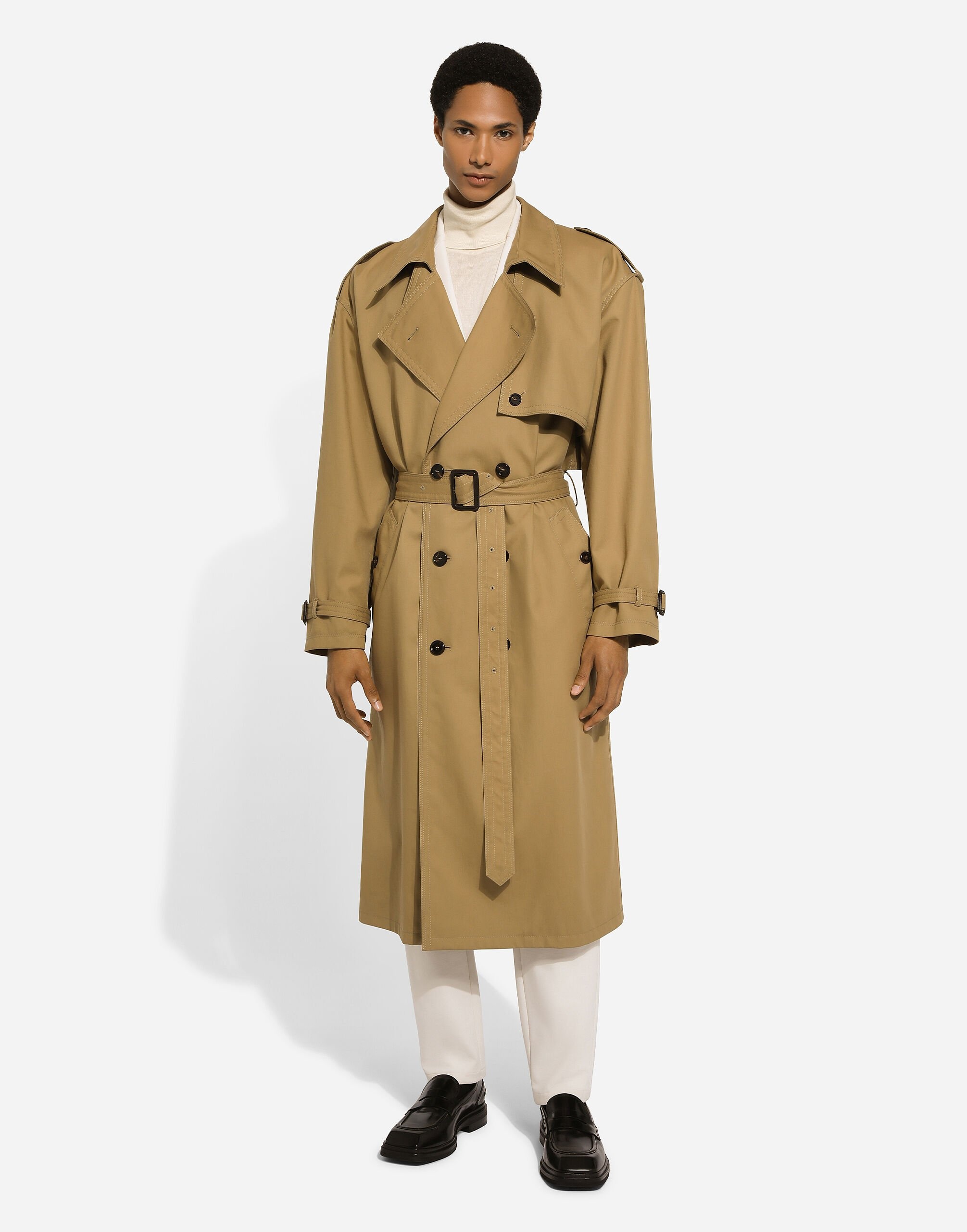 Double-breasted cotton trench coat - 2