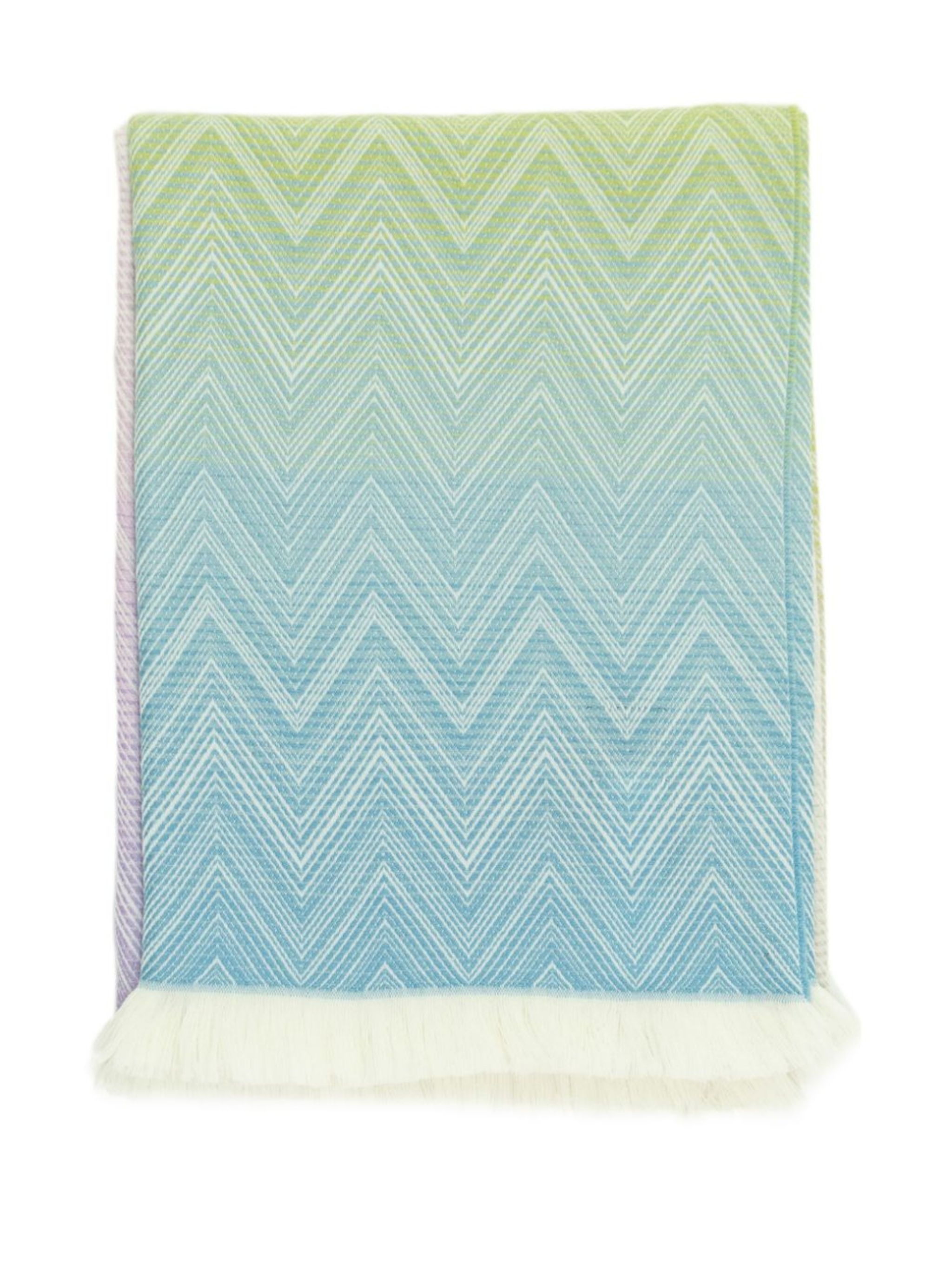 Zig Zag frayed wool blanket - 3
