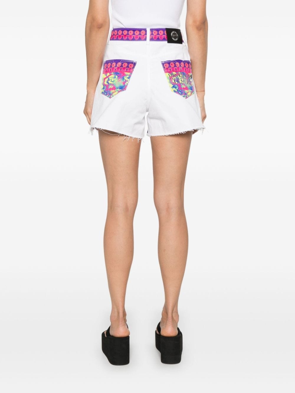 logo-print denim shorts - 4