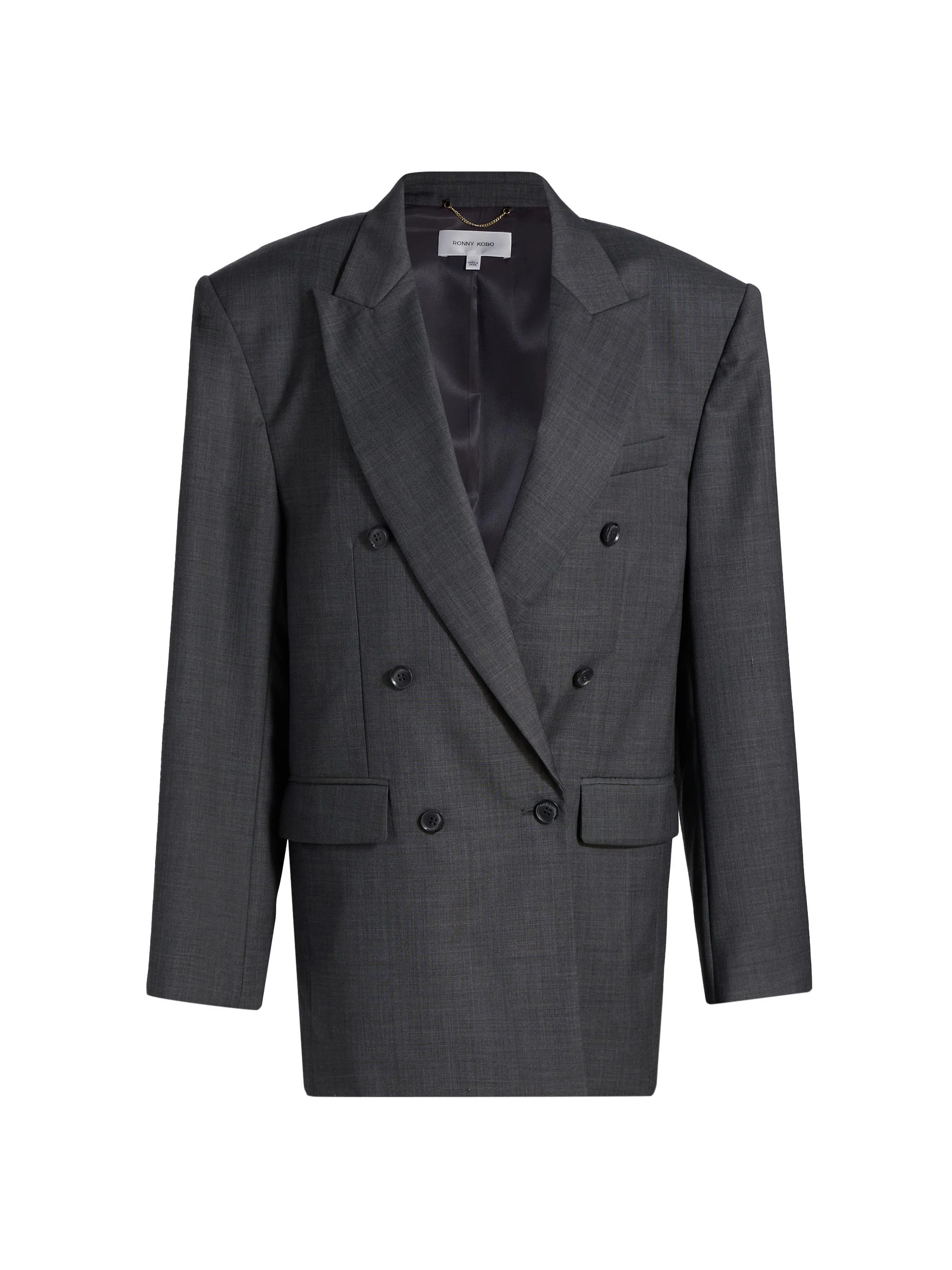 Women's 1988 Double-Breasted Wool-Blend Blazer - Dark Grey - 1
