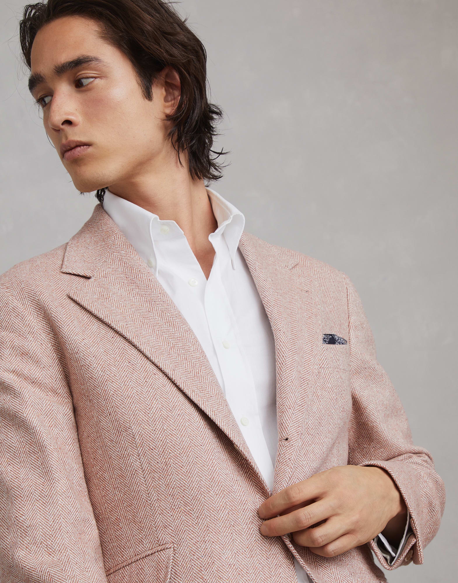 Flecked wool, silk and cashmere comfort chevron deconstructed Cavallo blazer - 3