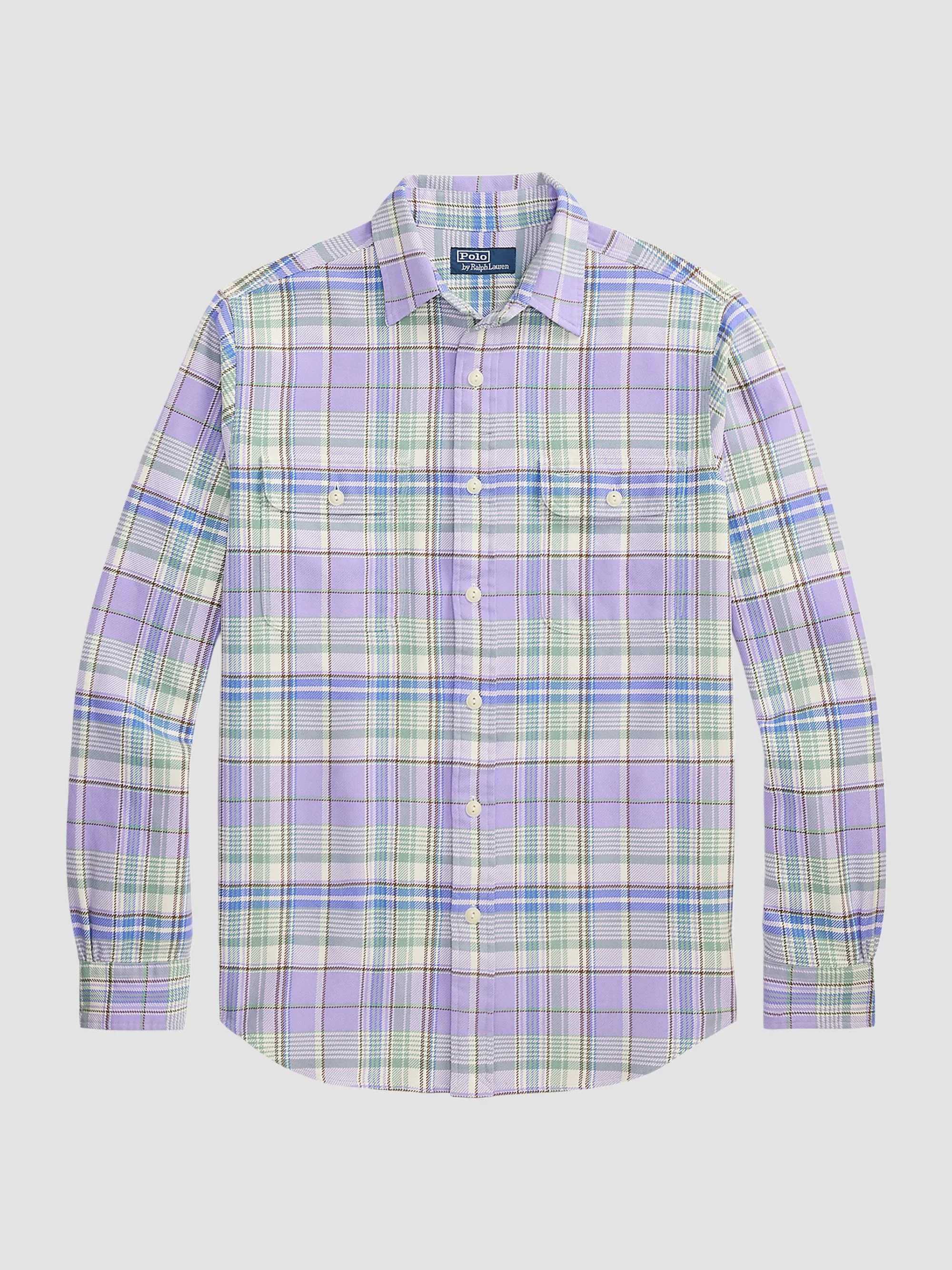Men's Plaid Flannel Pocket Shirt - Lavender Green Multi - 1