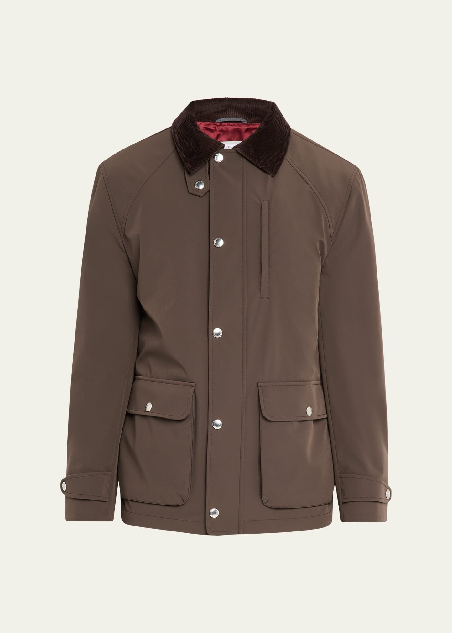 Men's Nylon Corduroy-Collar Full-Zip Jacket - 1