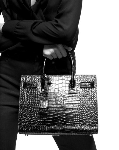 SAINT LAURENT classic sac de jour baby in crocodile-embossed shiny leather outlook